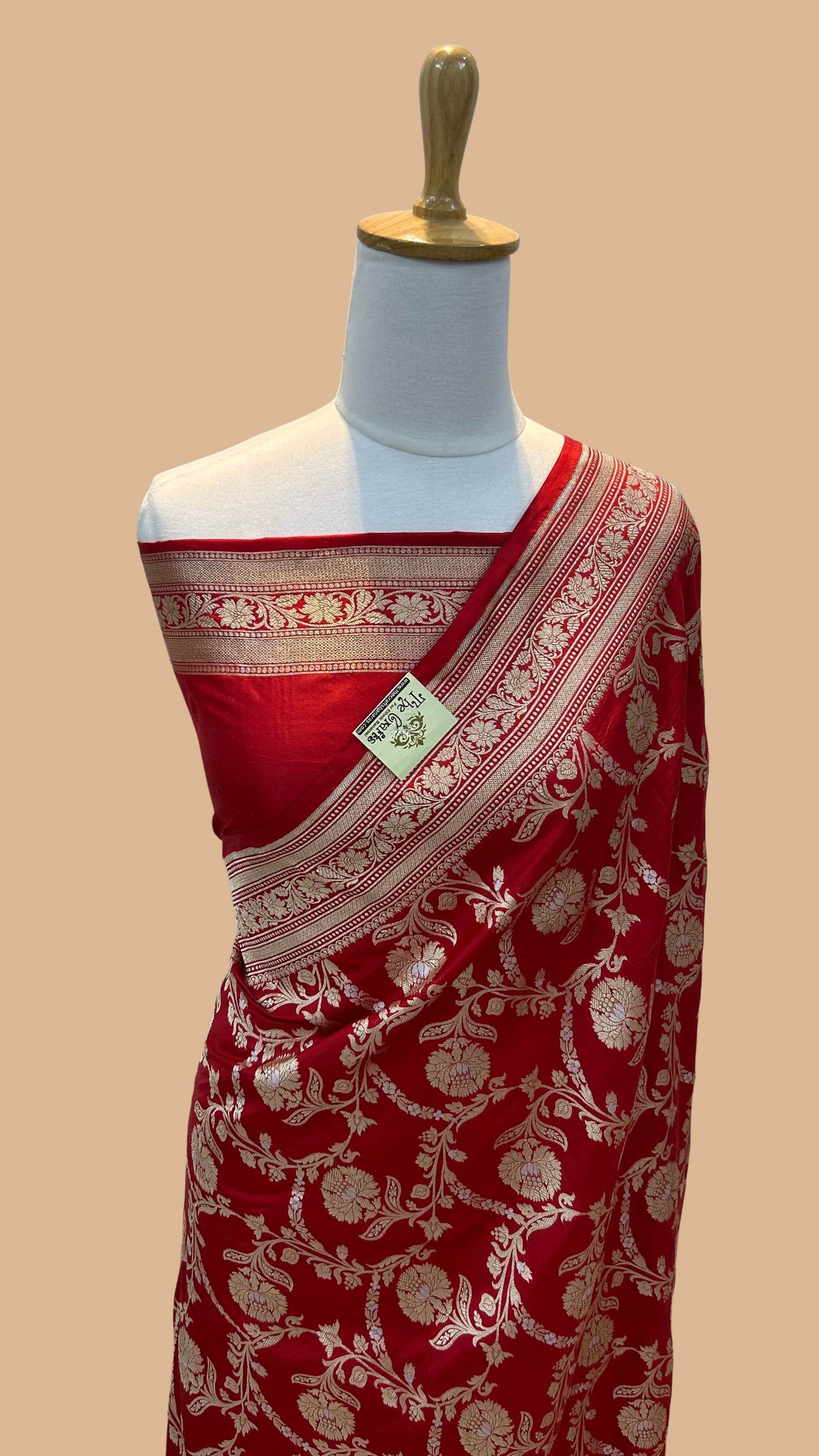 Pure Katan Silk Handloom Banarasi Saree - All over Sona Roopa Jaal work