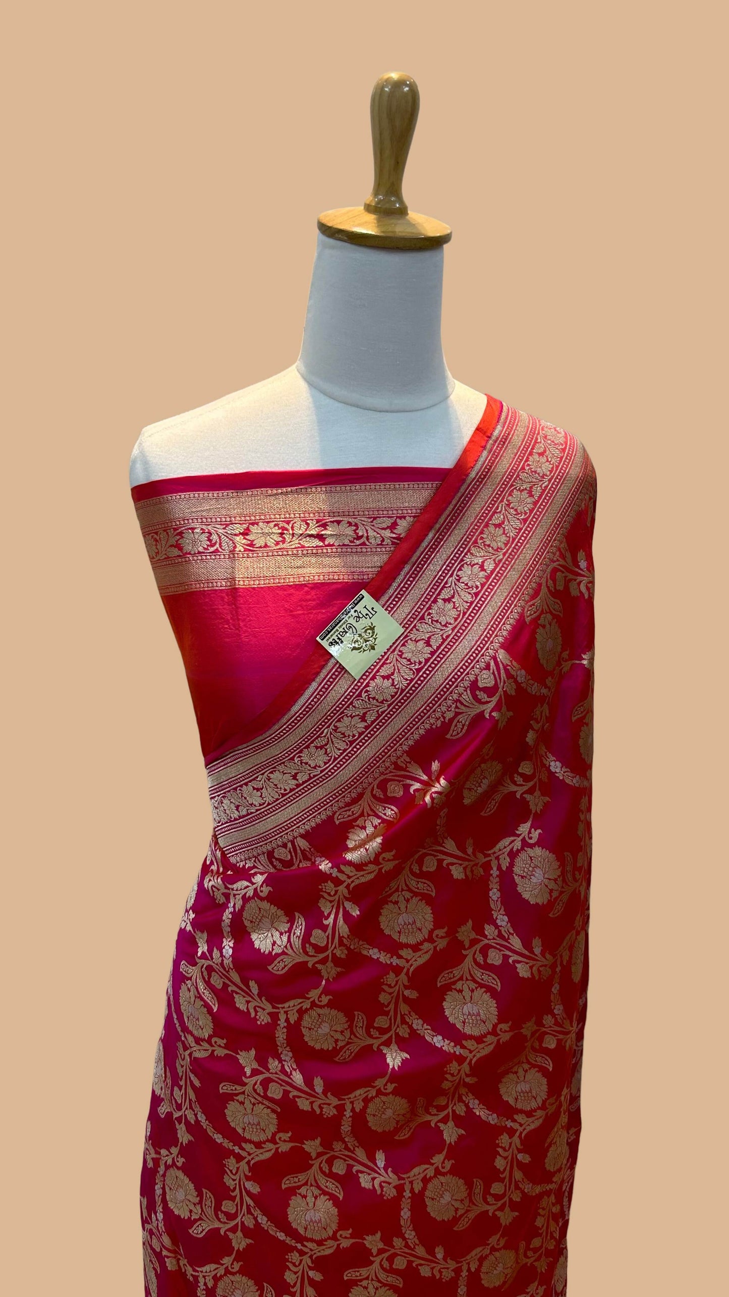 Pure Katan Silk Handloom Banarasi Saree - All over Sona Roopa Jaal work