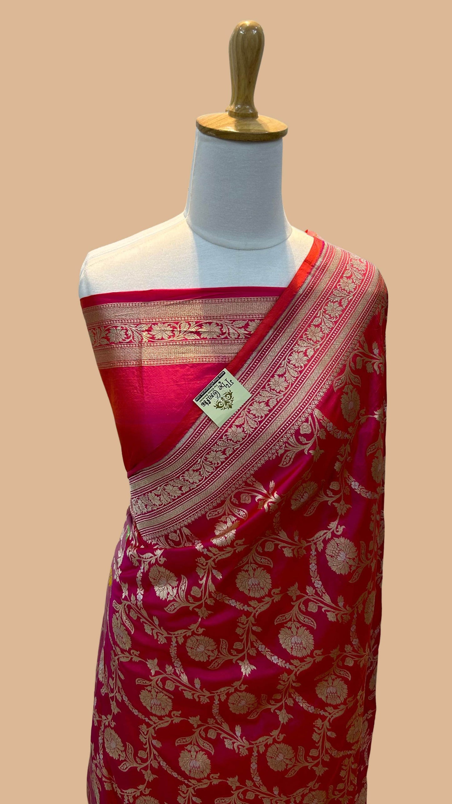 Pure Katan Silk Handloom Banarasi Saree - All over Sona Roopa Jaal work