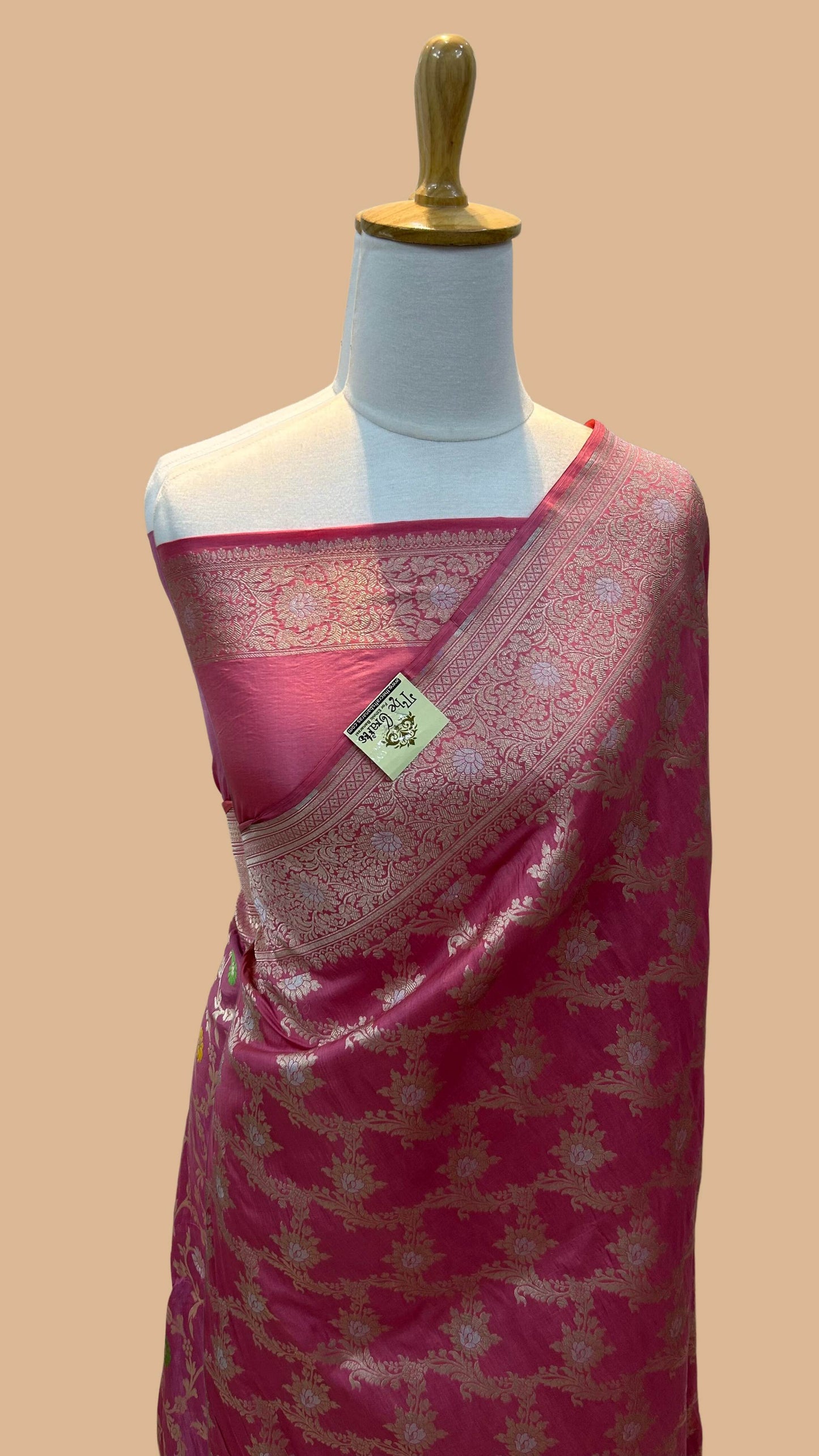 Pure Katan Silk Handloom Banarasi Saree - All over Sona Roopa Jaal work