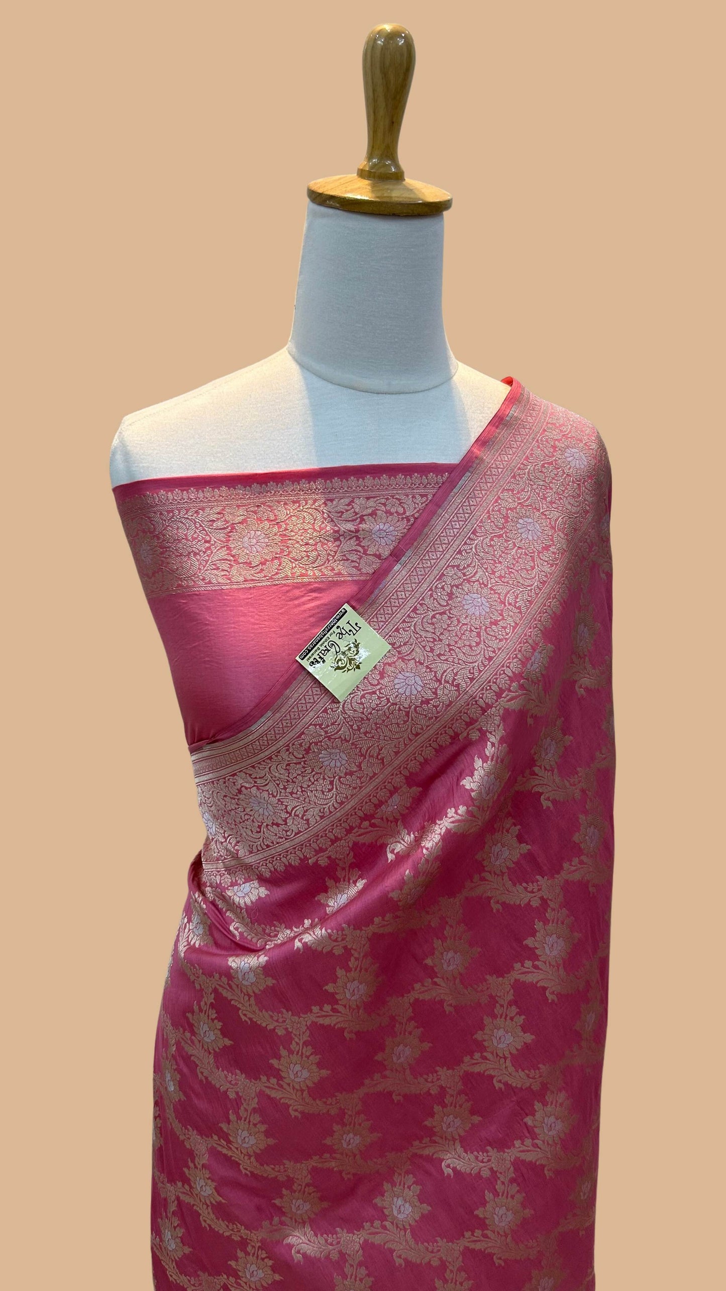 Pure Katan Silk Handloom Banarasi Saree - All over Sona Roopa Jaal work