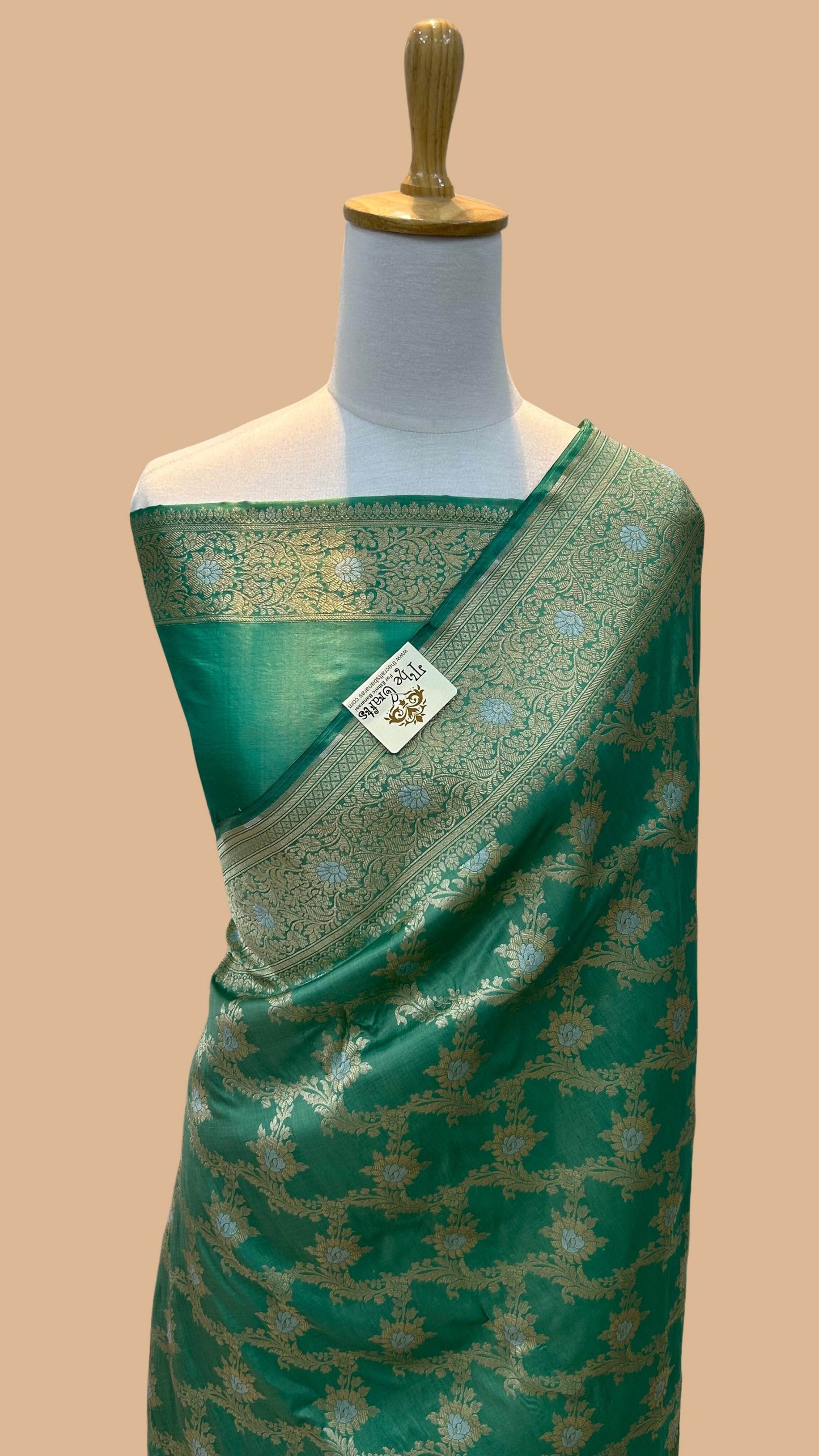 Pure Katan Silk Handloom Banarasi Saree - All over Sona Roopa Jaal work