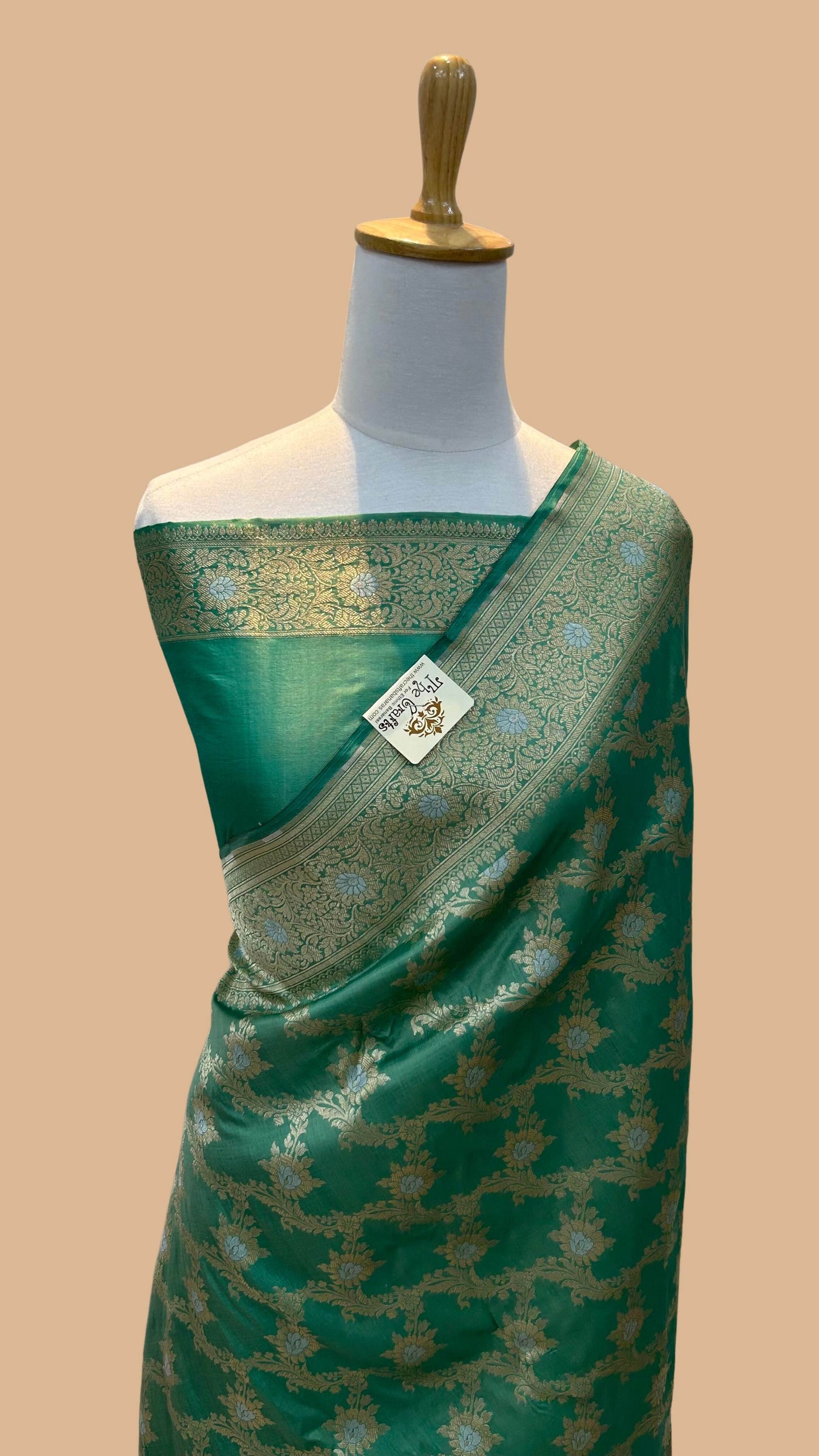 Pure Katan Silk Handloom Banarasi Saree - All over Sona Roopa Jaal work