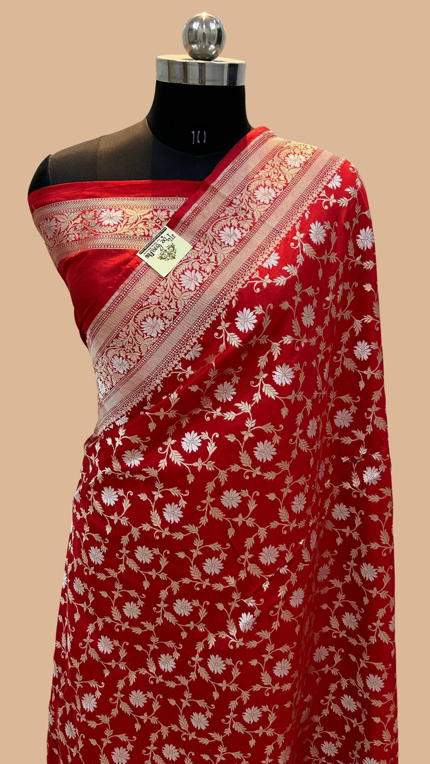 Pure Katan Silk Handloom Banarasi Saree - All over Sona Roopa Jaal work