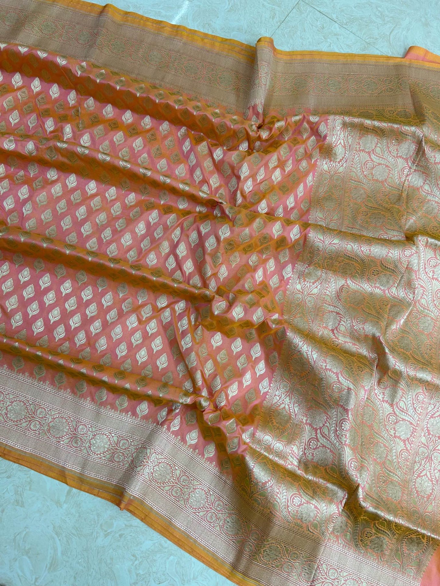 Pure Katan Silk Handloom Banarasi Saree - Jaal work
