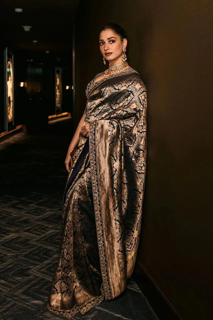 Tamannaah Bhatia Pure Katan Silk Handloom Banarasi Saree - Tanchui Brocade