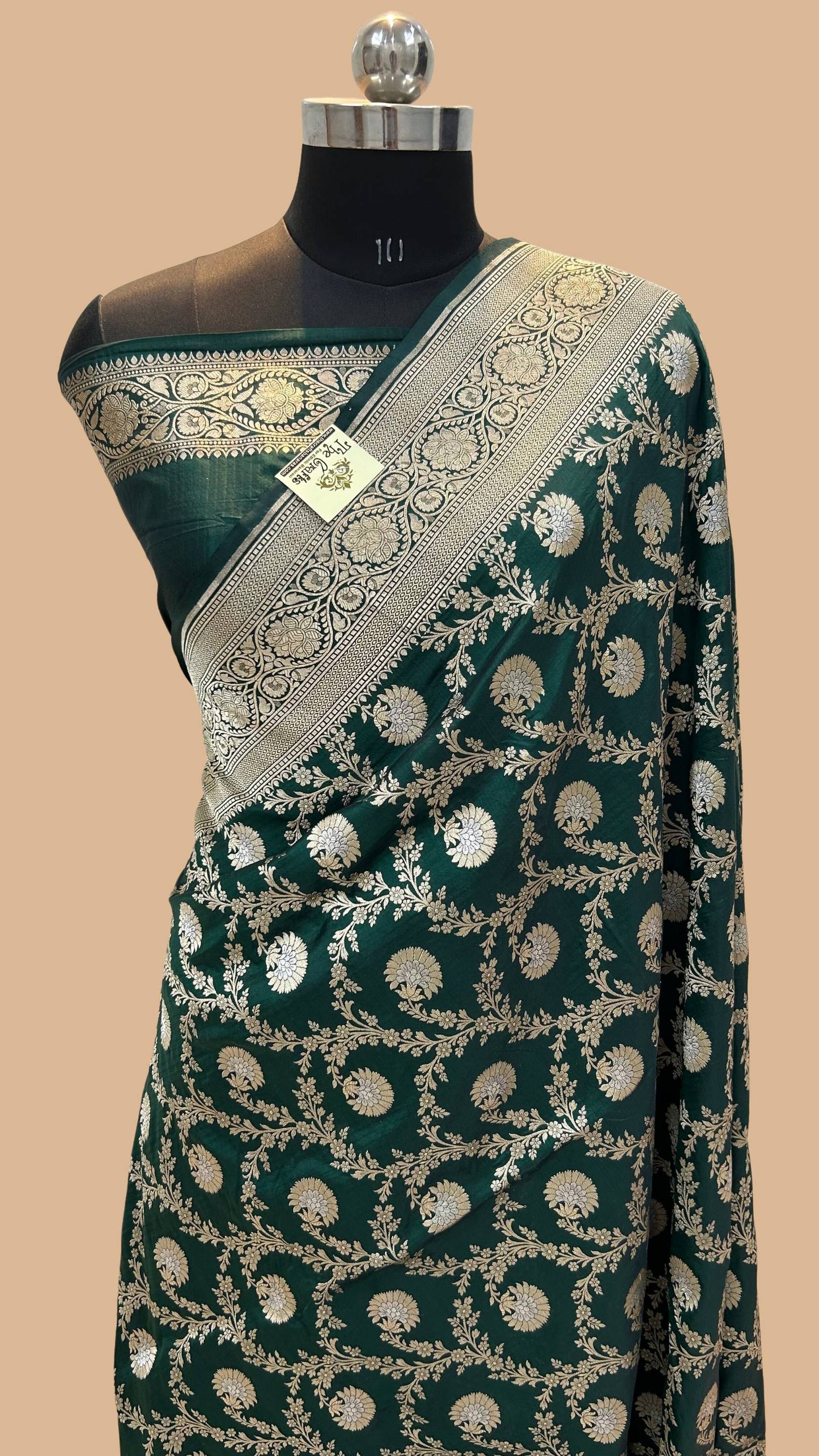 Pure Katan Silk Handloom Banarasi Saree - All over Sona Roopa Jaal work