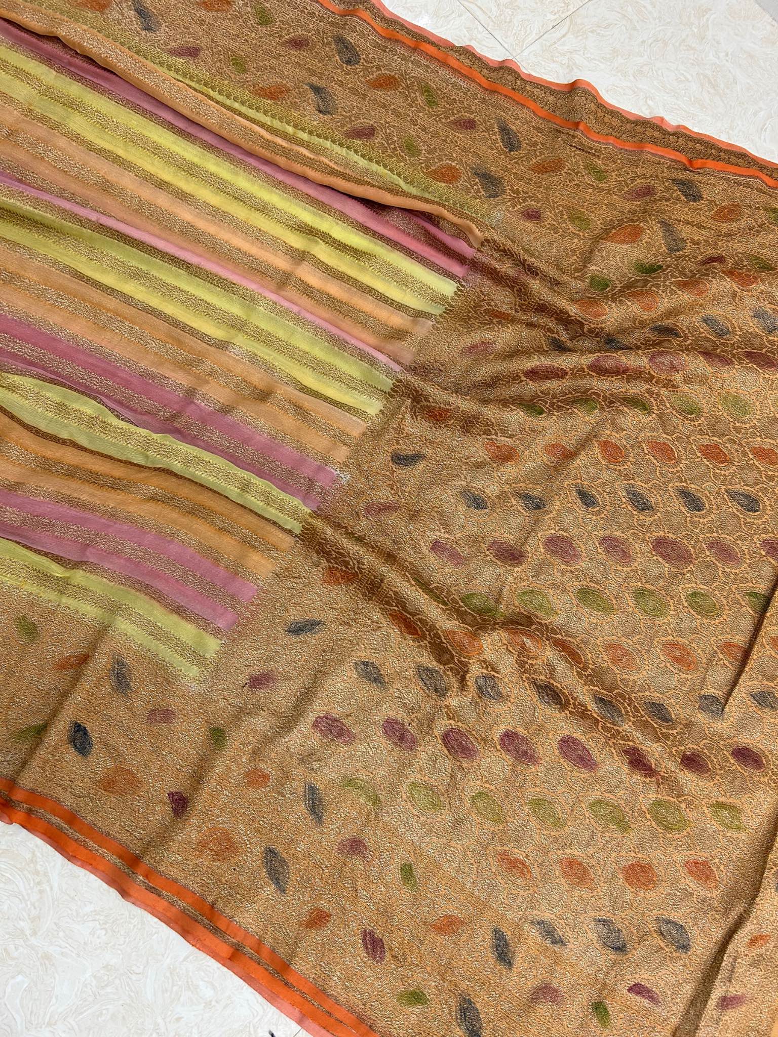 Khaddi Georgette Banarasi Saree - Antique Zari