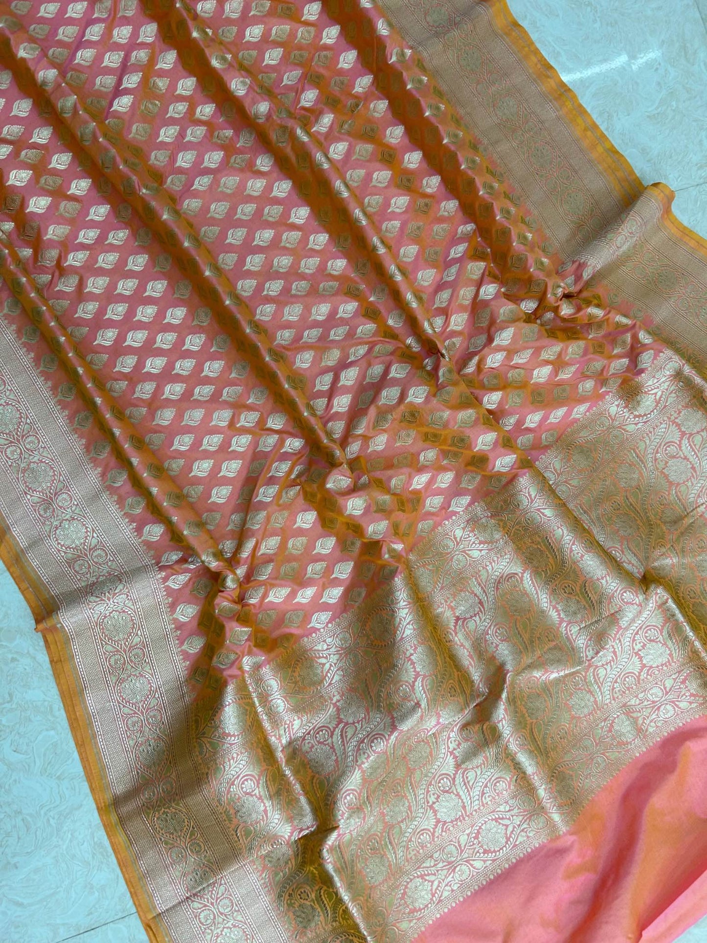 Pure Katan Silk Handloom Banarasi Saree - Jaal work