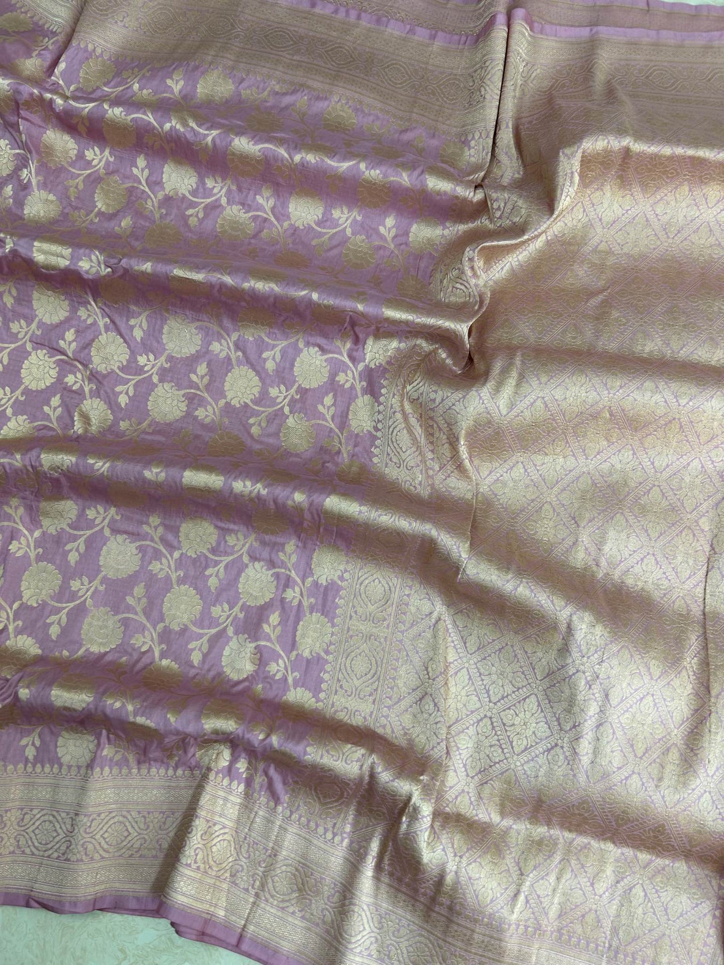 Pure Katan Silk Handloom Banarasi Saree - Jaal work