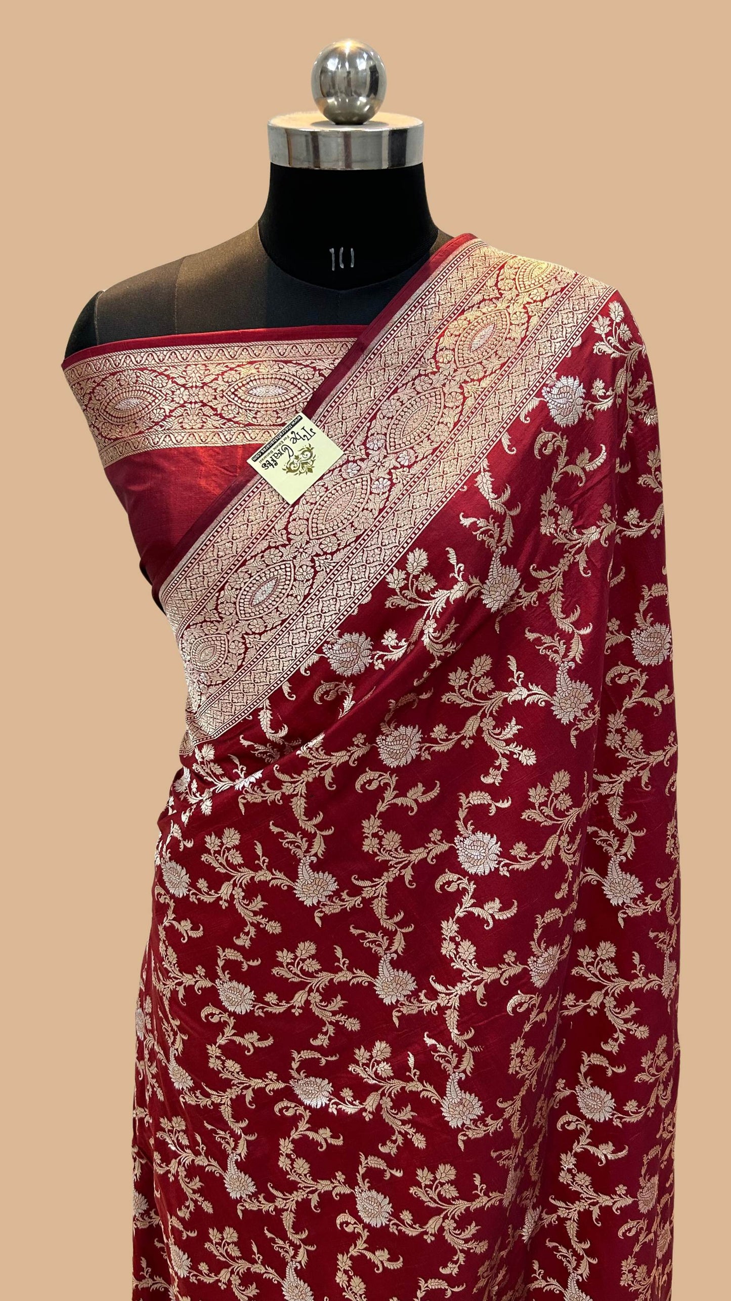 Pure Katan Silk Handloom Banarasi Saree - All over Sona Roopa Jaal work