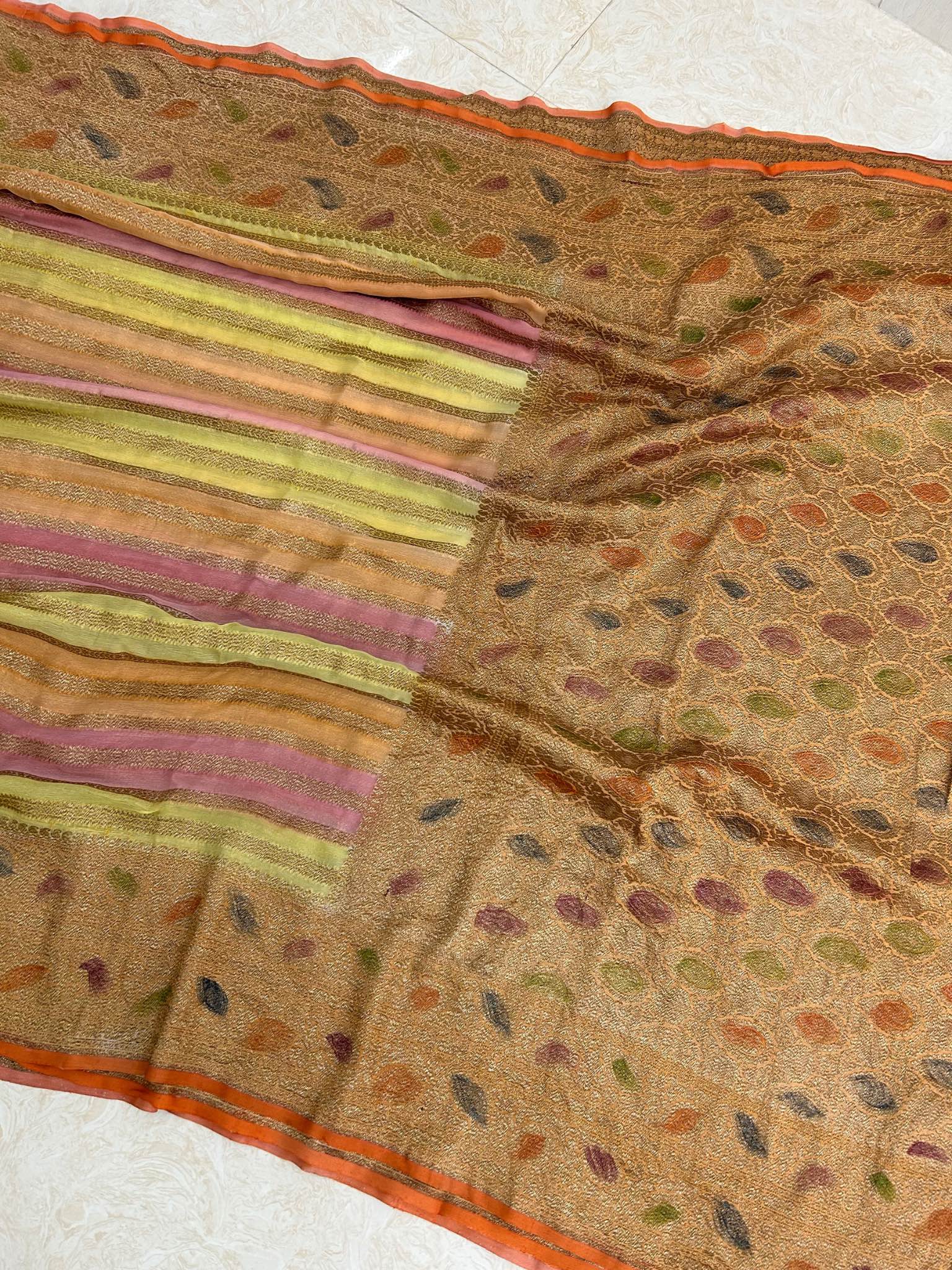 Khaddi Georgette Banarasi Saree - Antique Zari
