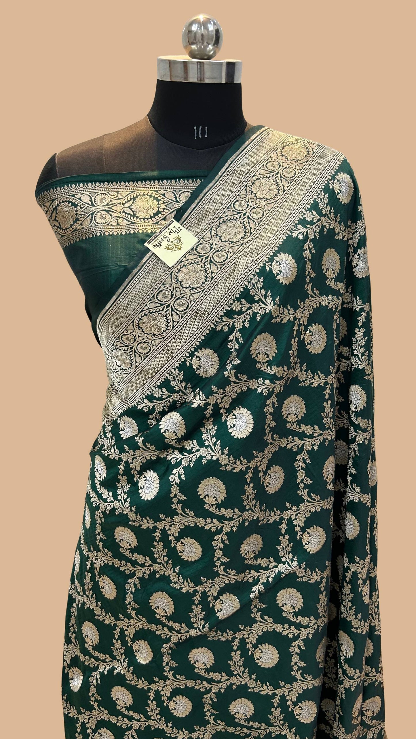 Pure Katan Silk Handloom Banarasi Saree - All over Sona Roopa Jaal work