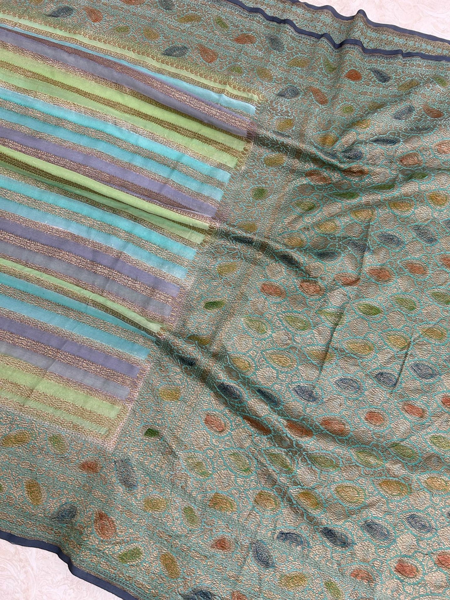 Khaddi Georgette Banarasi Saree - Antique Zari