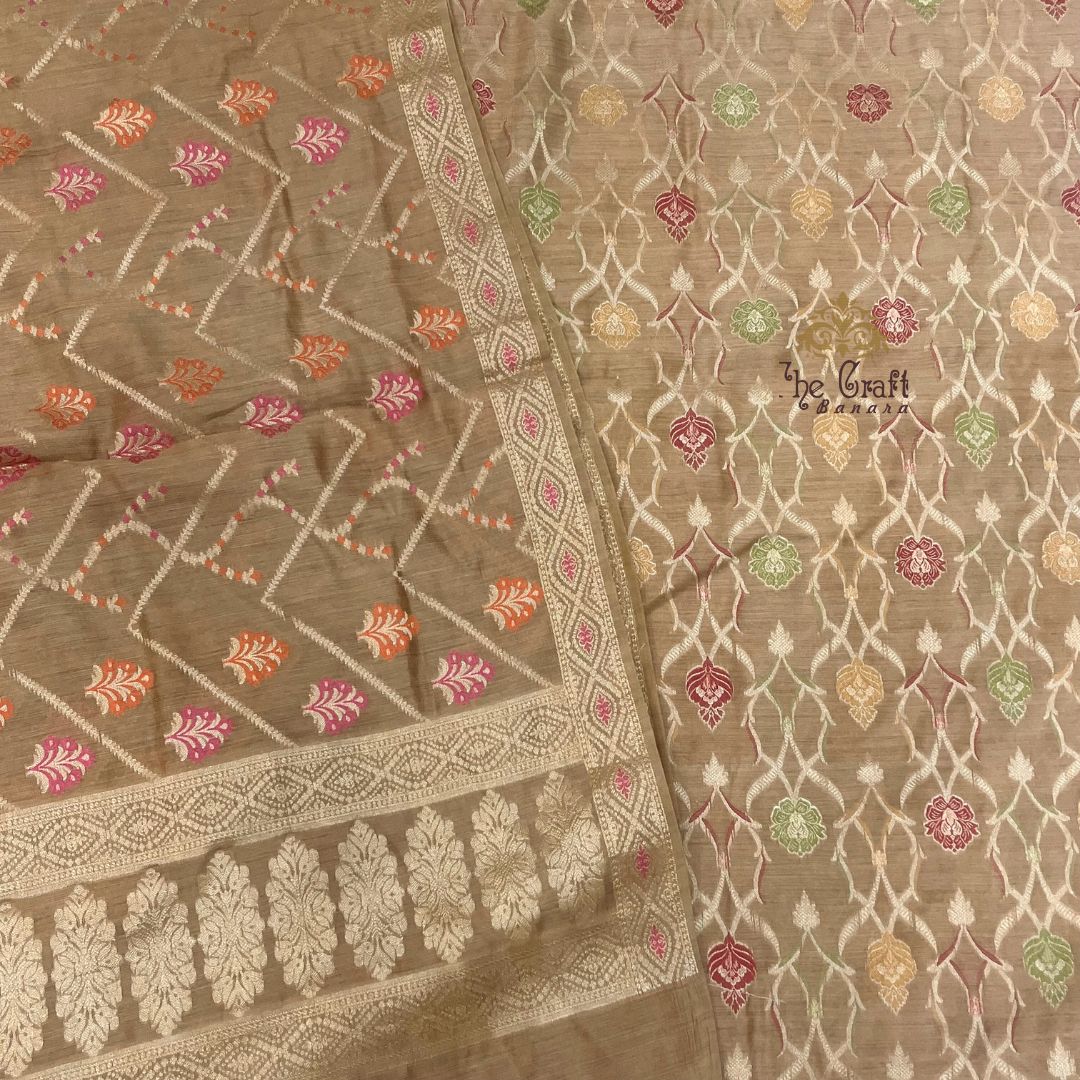 Pure Moonga Silk Handloom Banarasi Dress Material