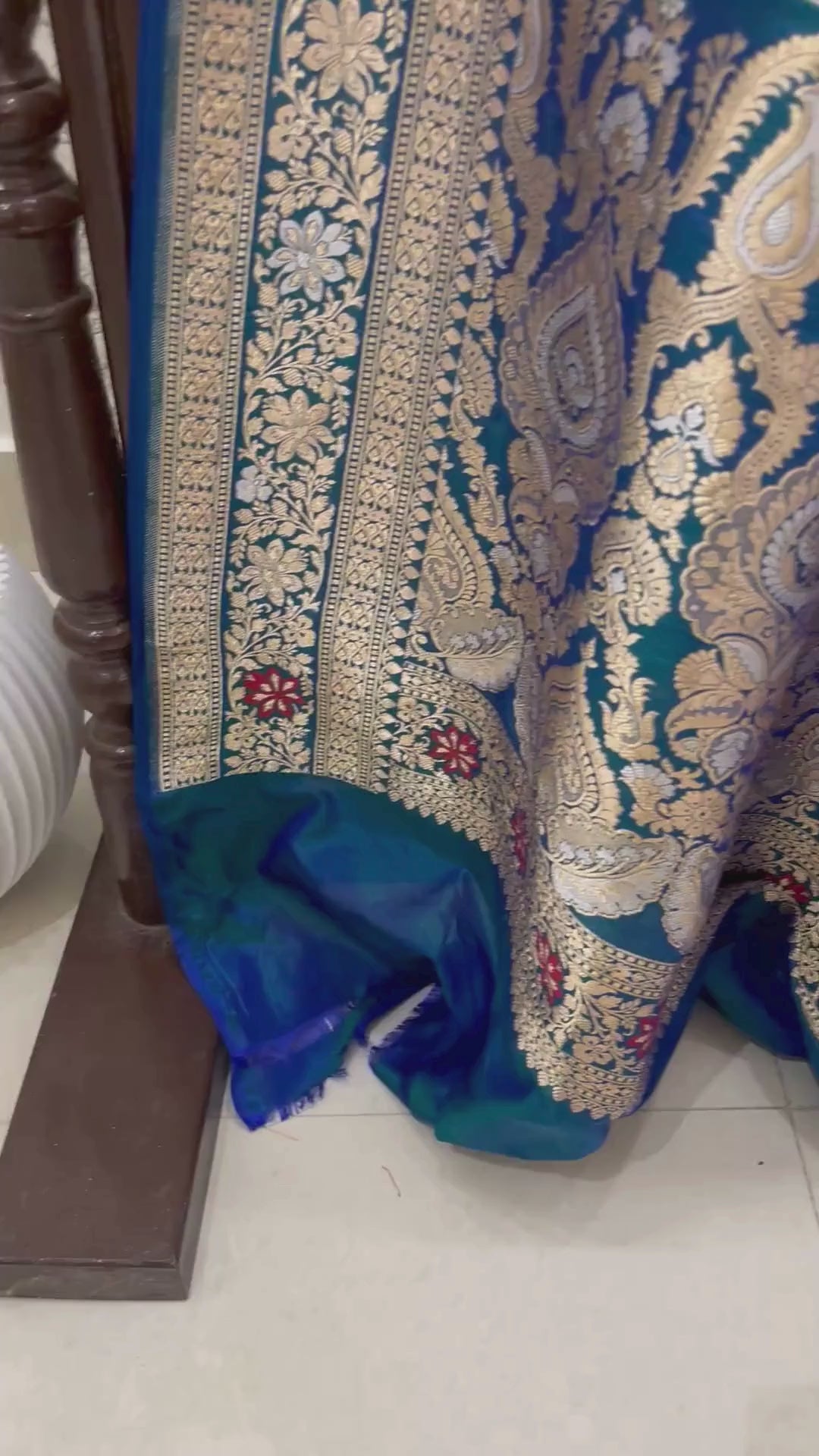Pure Katan Silk Handloom Banarasi Saree - All Over Sona Rupa Jaal Work