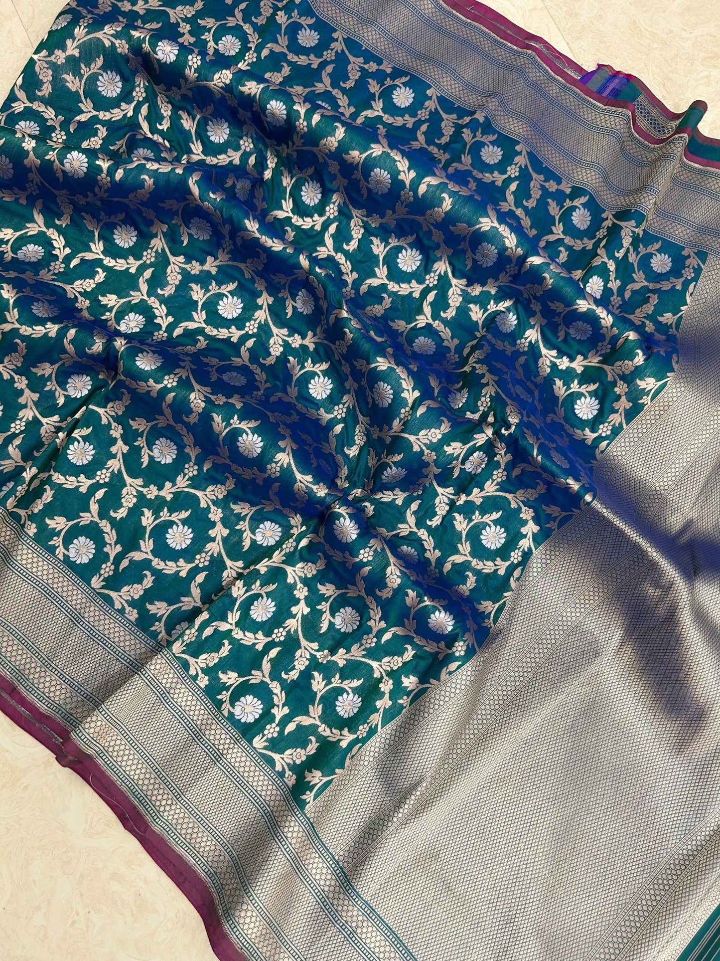 Pure Katan Silk Handloom Banarasi Saree - All over sona roopa jaal work