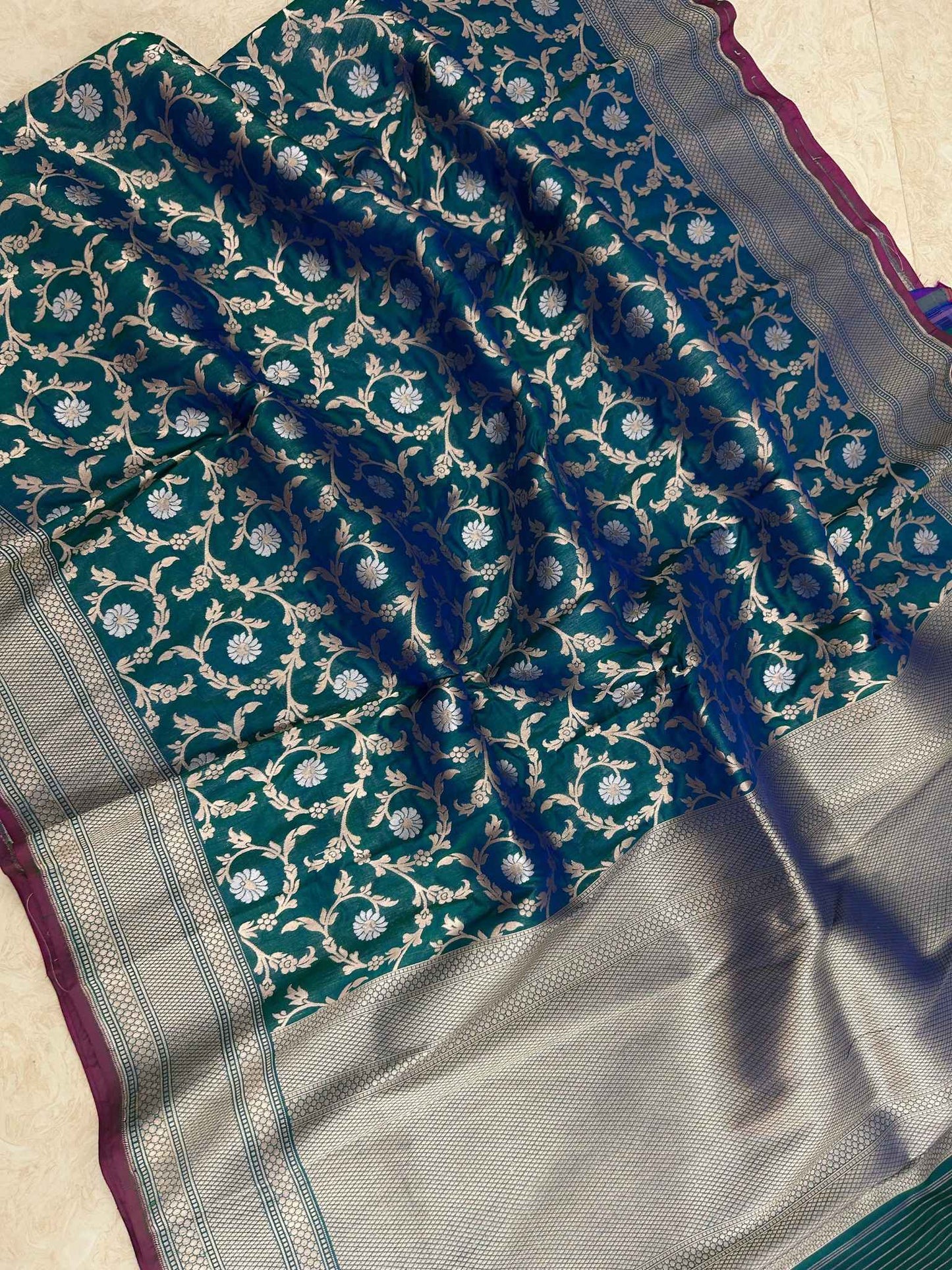 Pure Katan Silk Handloom Banarasi Saree - All over sona roopa jaal work