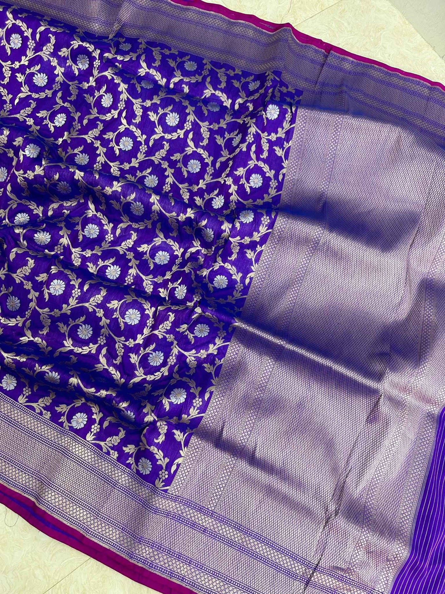 Pure Katan Silk Handloom Banarasi Saree - All over sona roopa jaal work