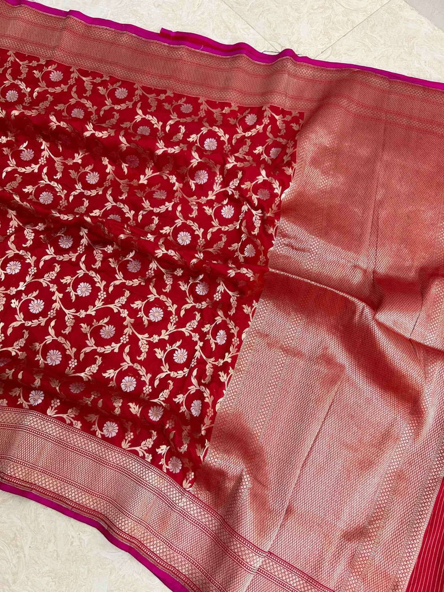 Pure Katan Silk Handloom Banarasi Saree - All over sona roopa jaal work