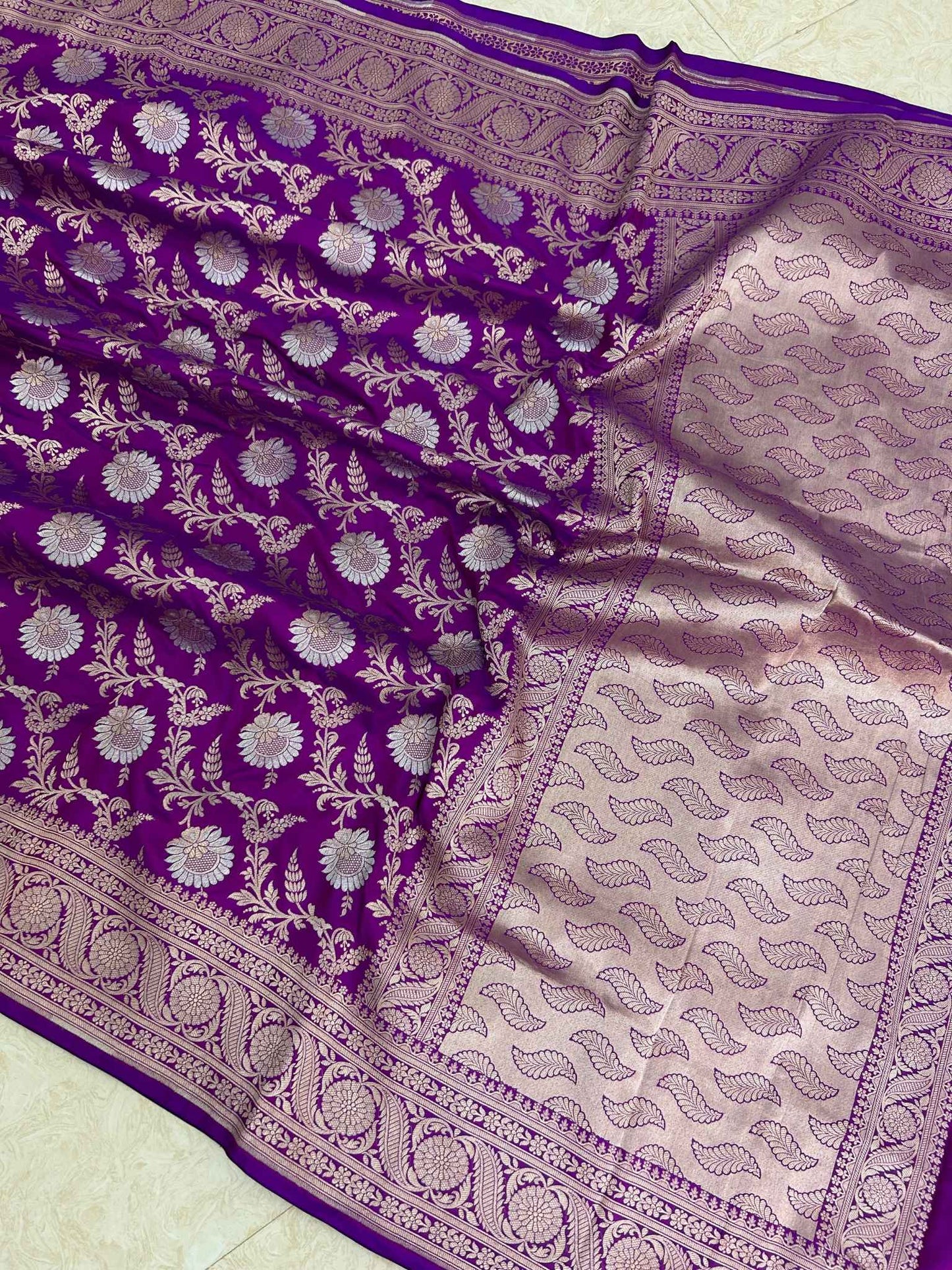 Pure Katan Silk Handloom Banarasi Saree - All over sona roopa jaal work