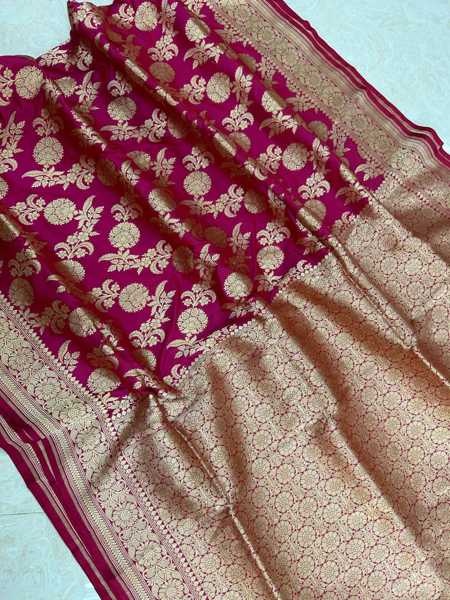 Pure Katan Silk Handloom Banarasi Saree - jaal work