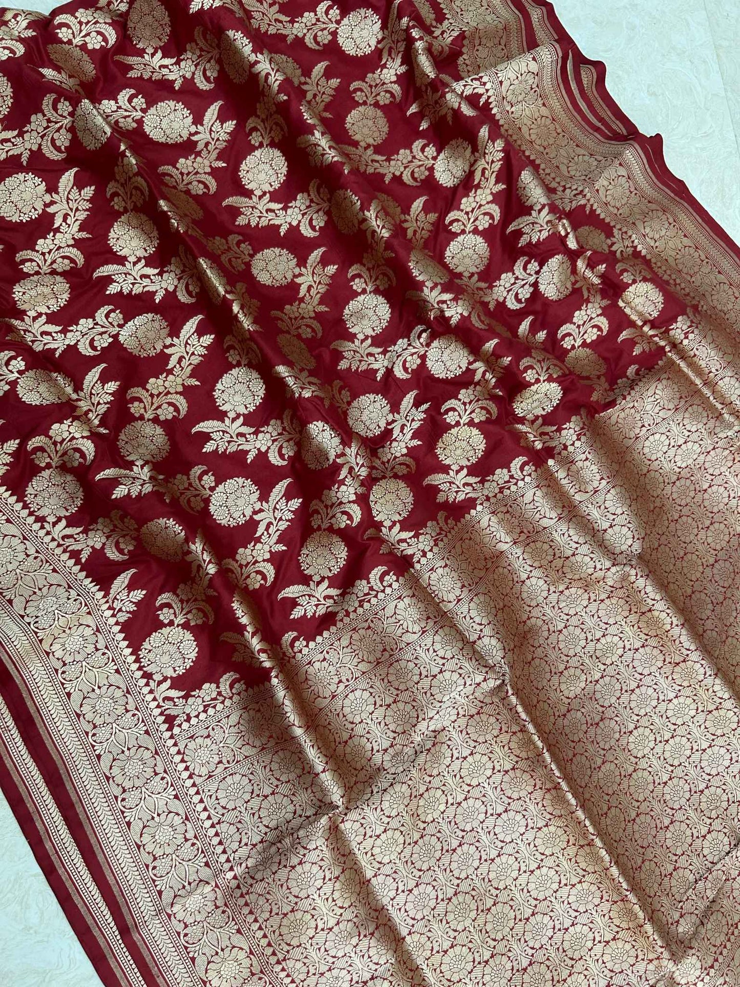 Pure Katan Silk Handloom Banarasi Saree - Jaal work