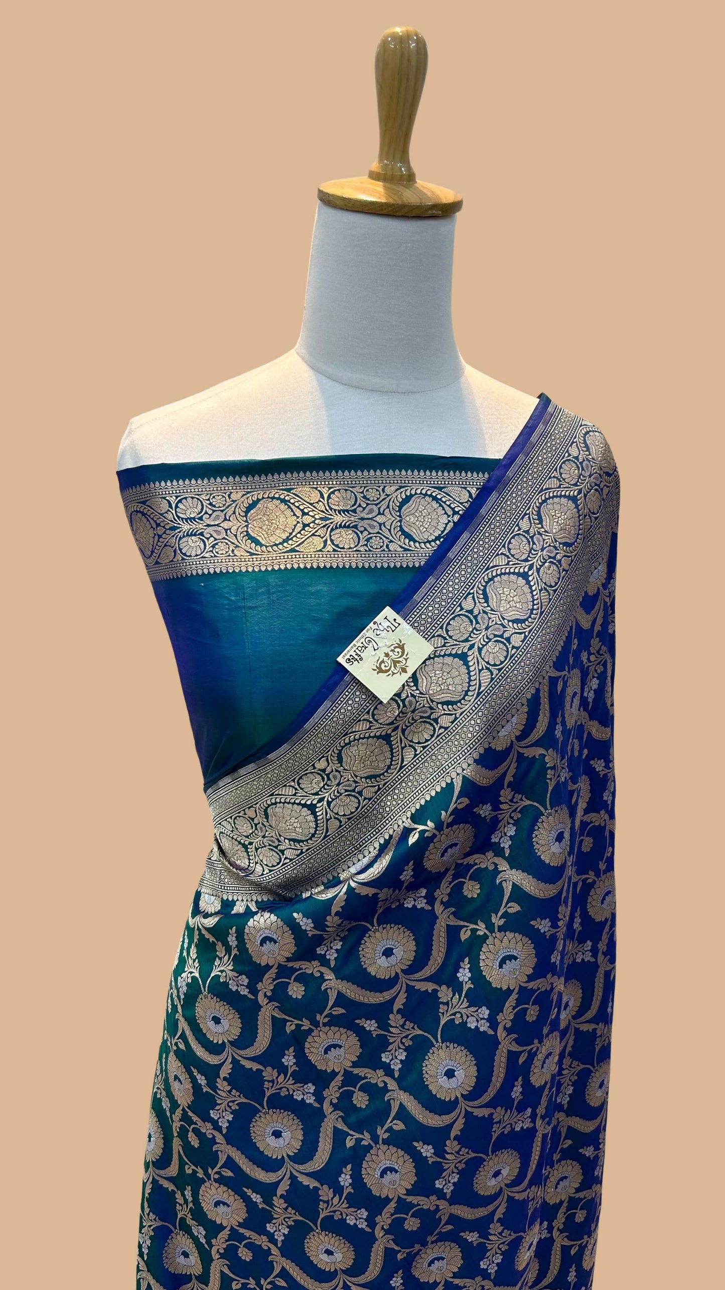 Pure Katan Silk Handloom Banarasi Saree - All over jaal work with meenakari