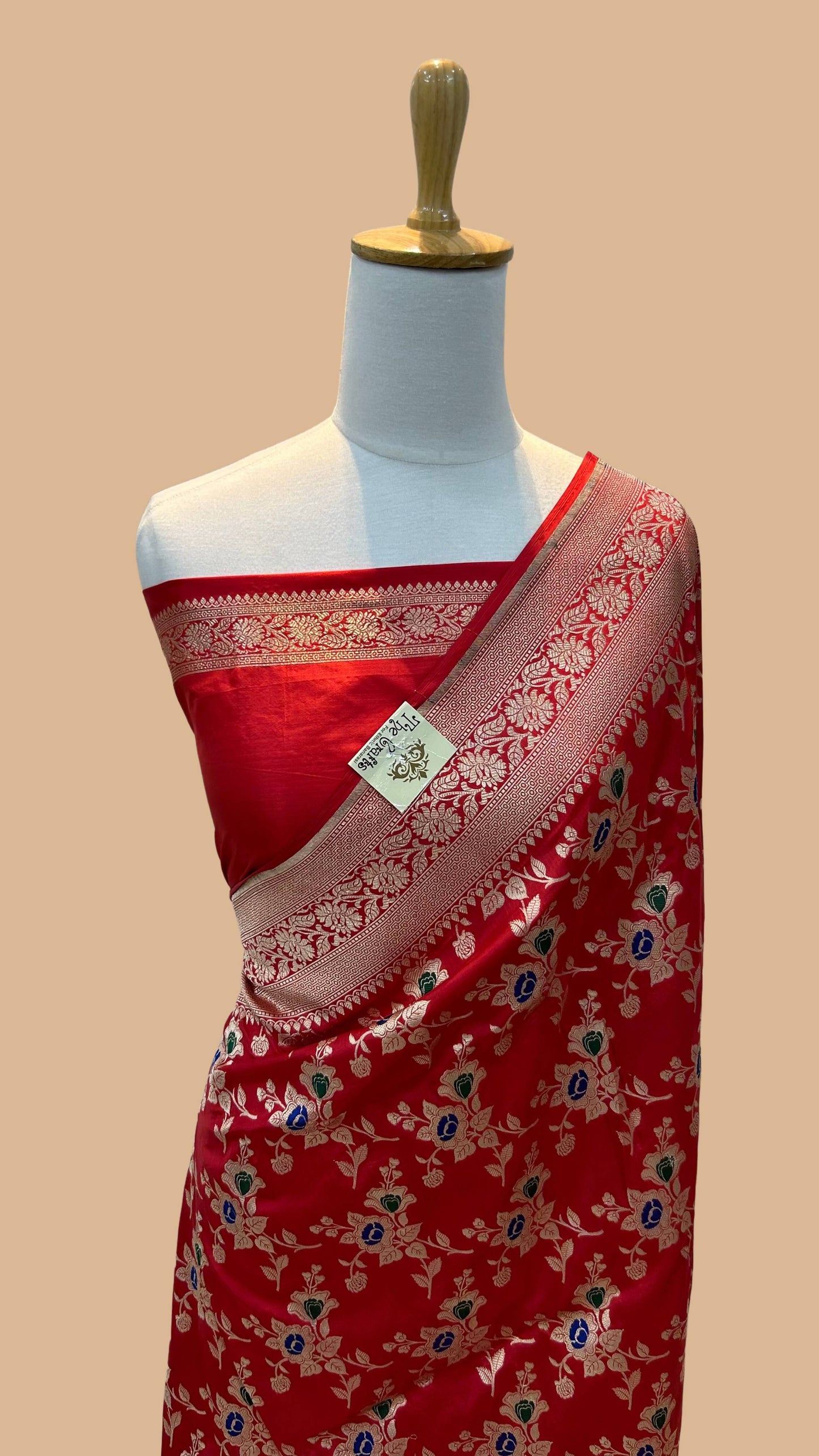 Pure Katan Silk Handloom Banarasi Saree - All over jaal work with meenakari