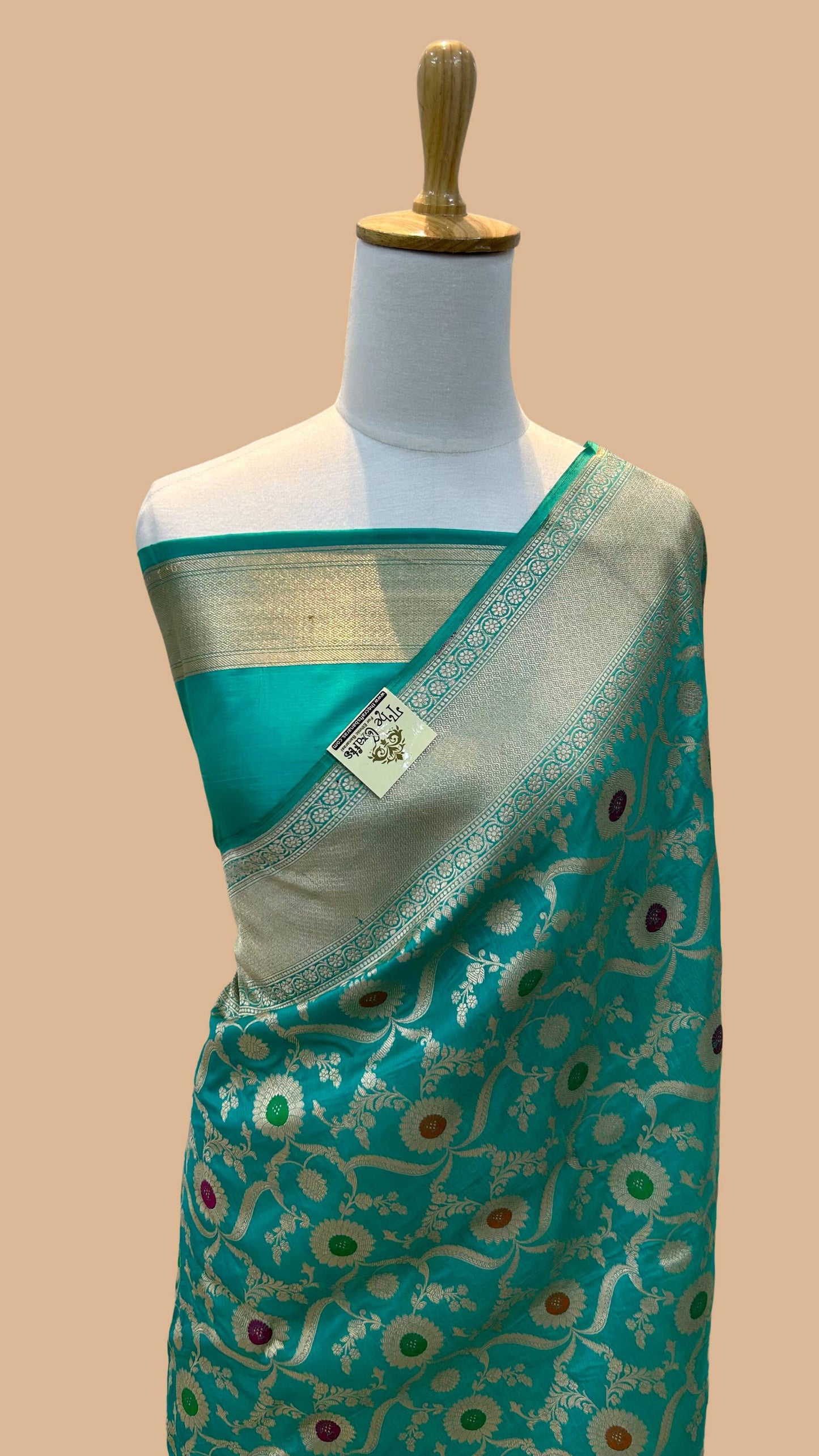 Pure Katan Silk Handloom Banarasi Saree - All over jaal work with meenakari