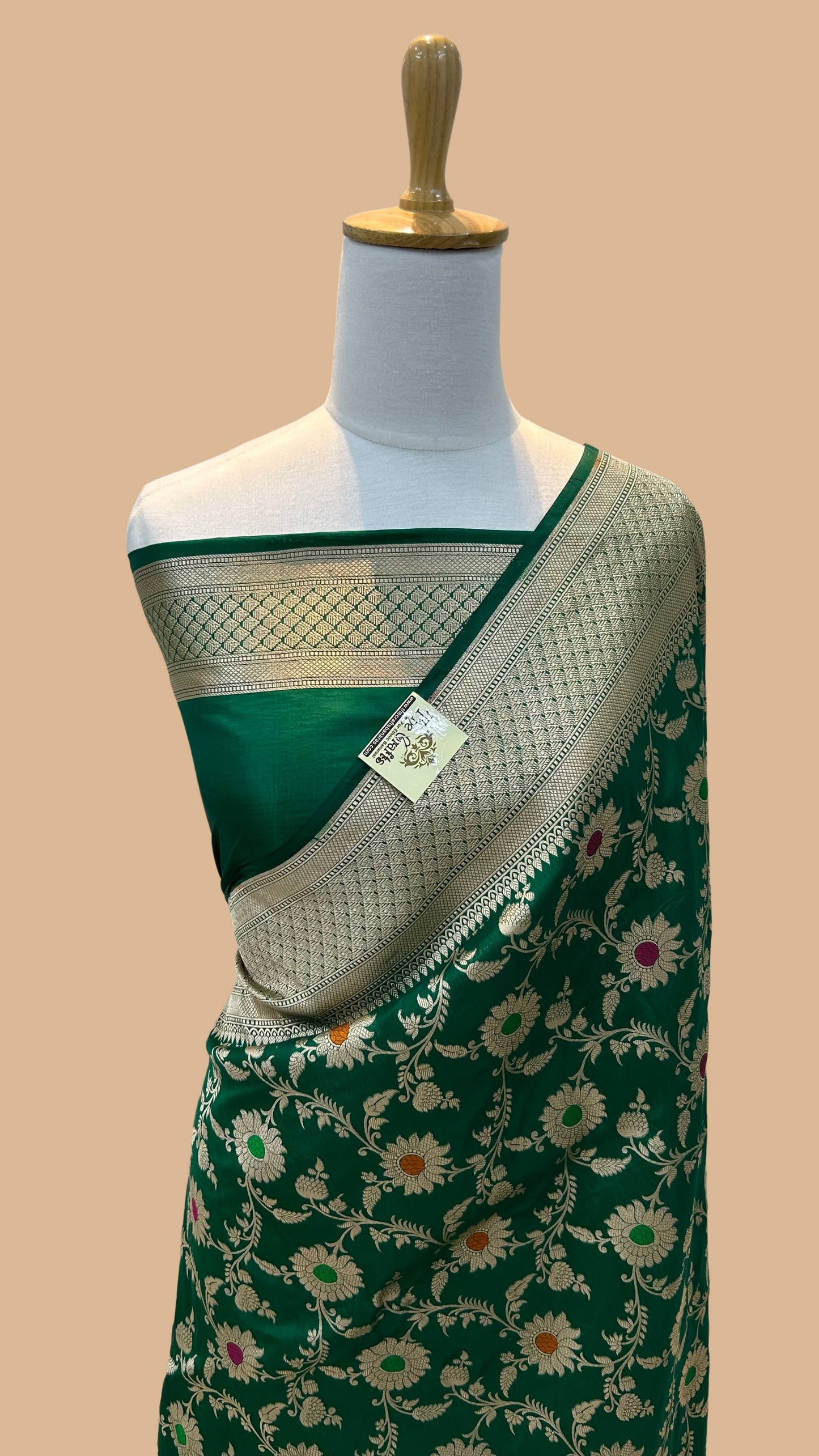 Pure Katan Silk Handloom Banarasi Saree - All over jaal work with meenakari