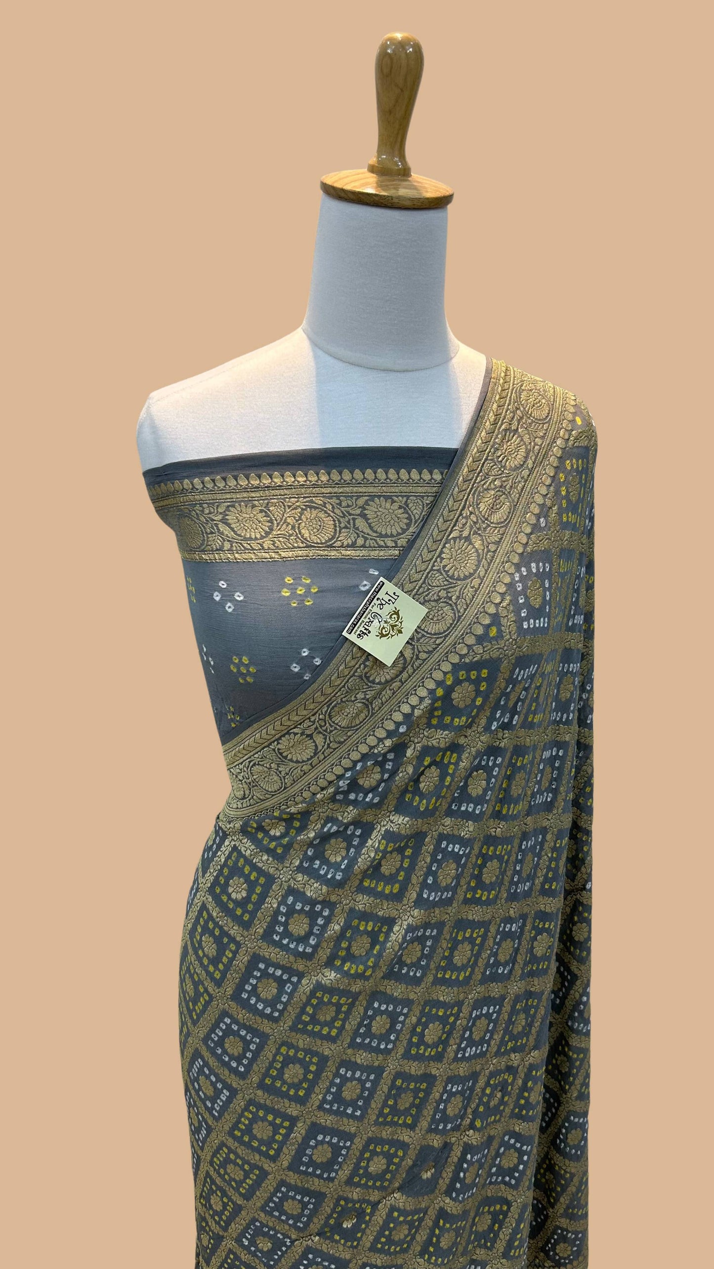Pure Georgette Banarasi Handloom Bandhej Saree
