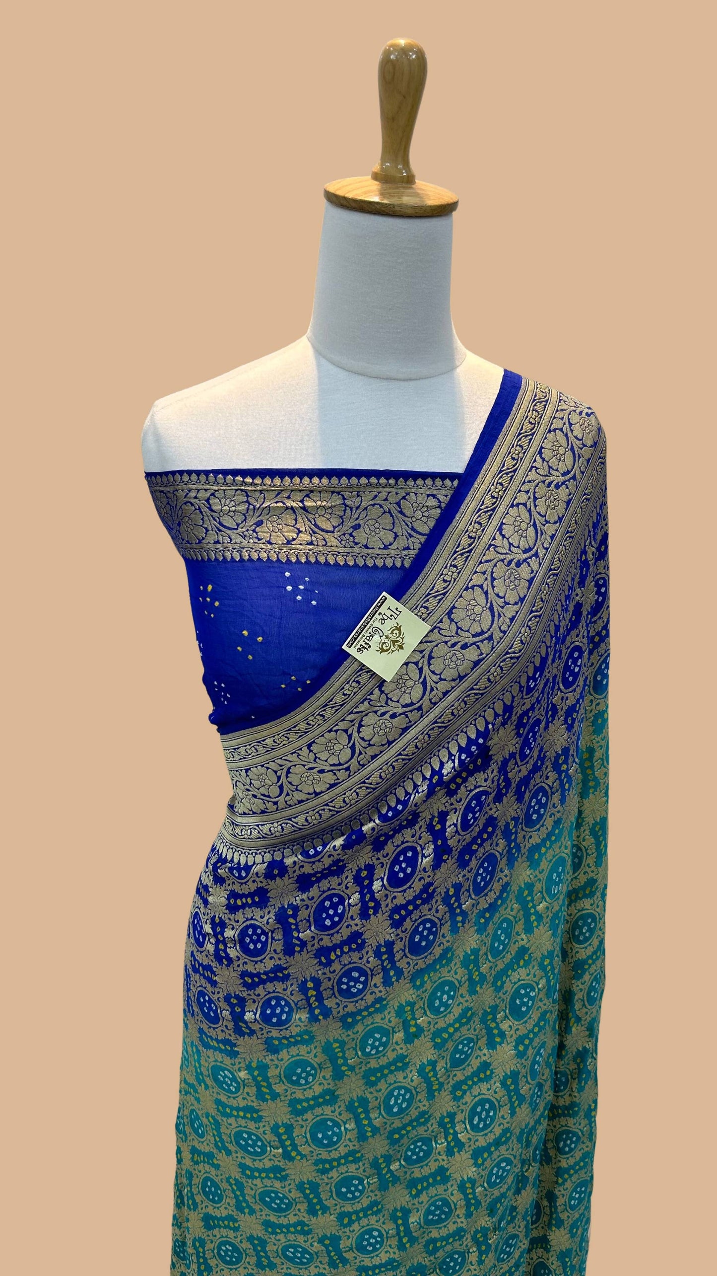 Pure Georgette Banarasi Handloom Bandhej Saree