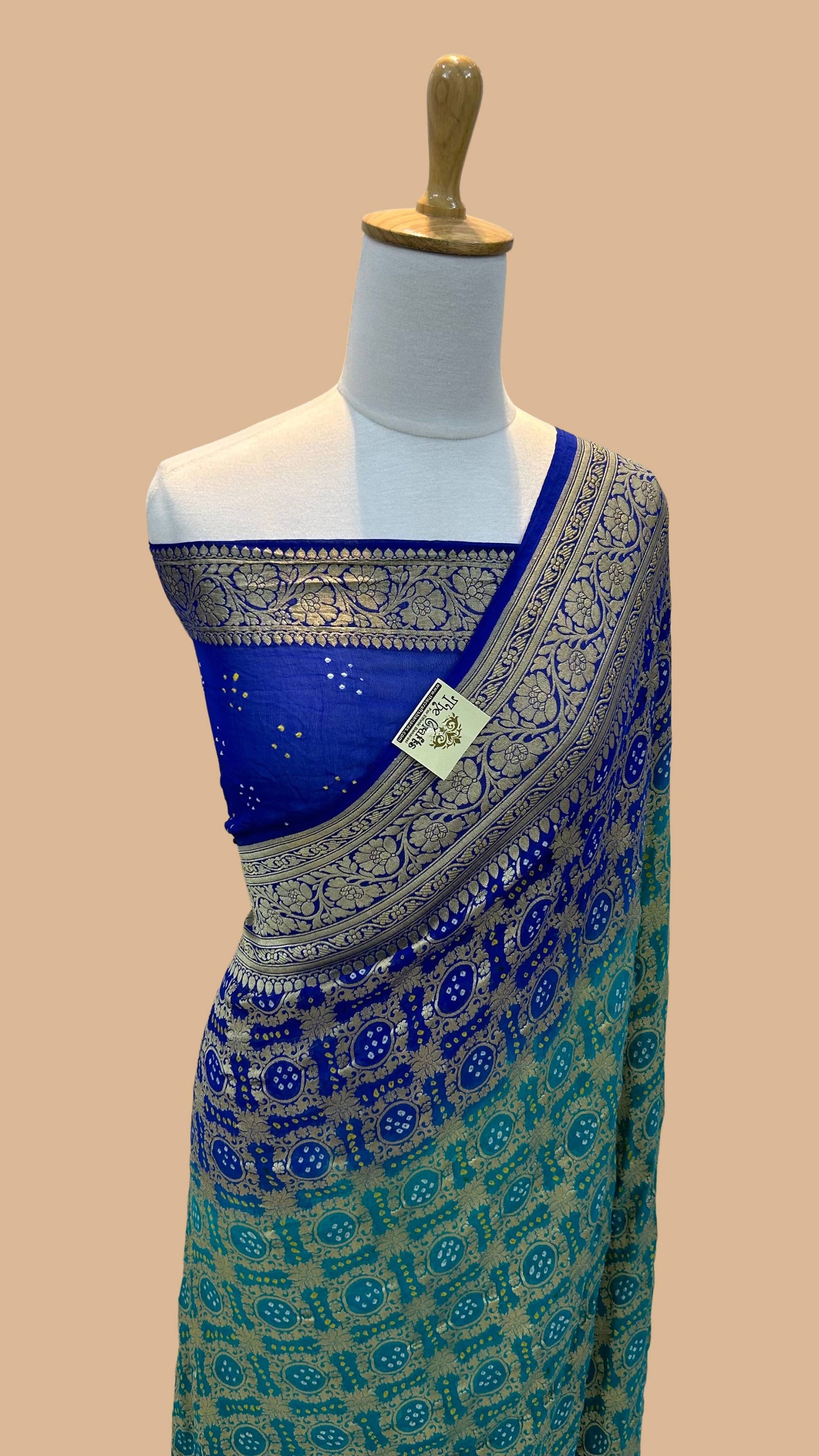 Pure Georgette Banarasi Handloom Bandhej Saree