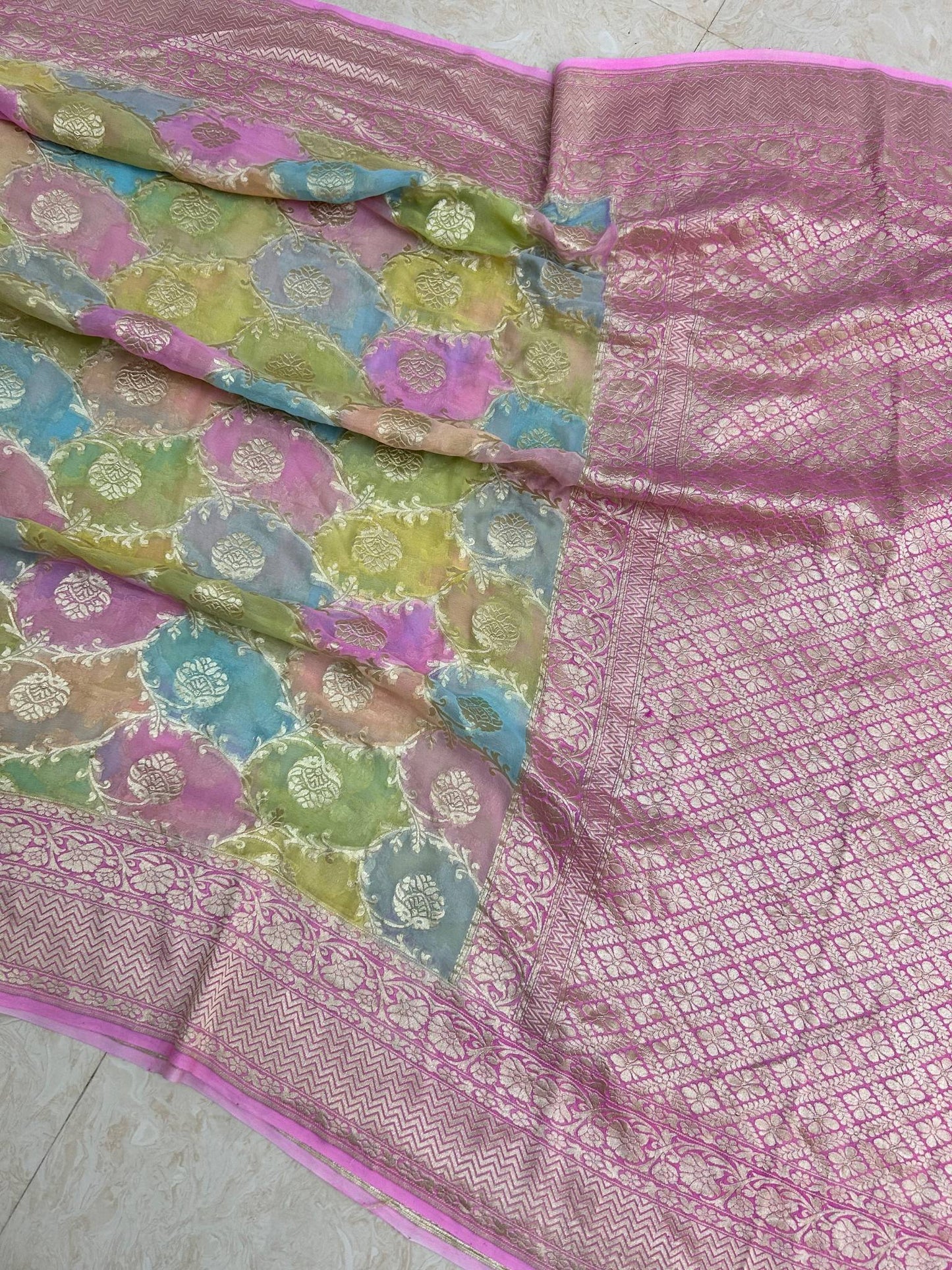 Khaddi Georgette Handloom Banarasi Saree