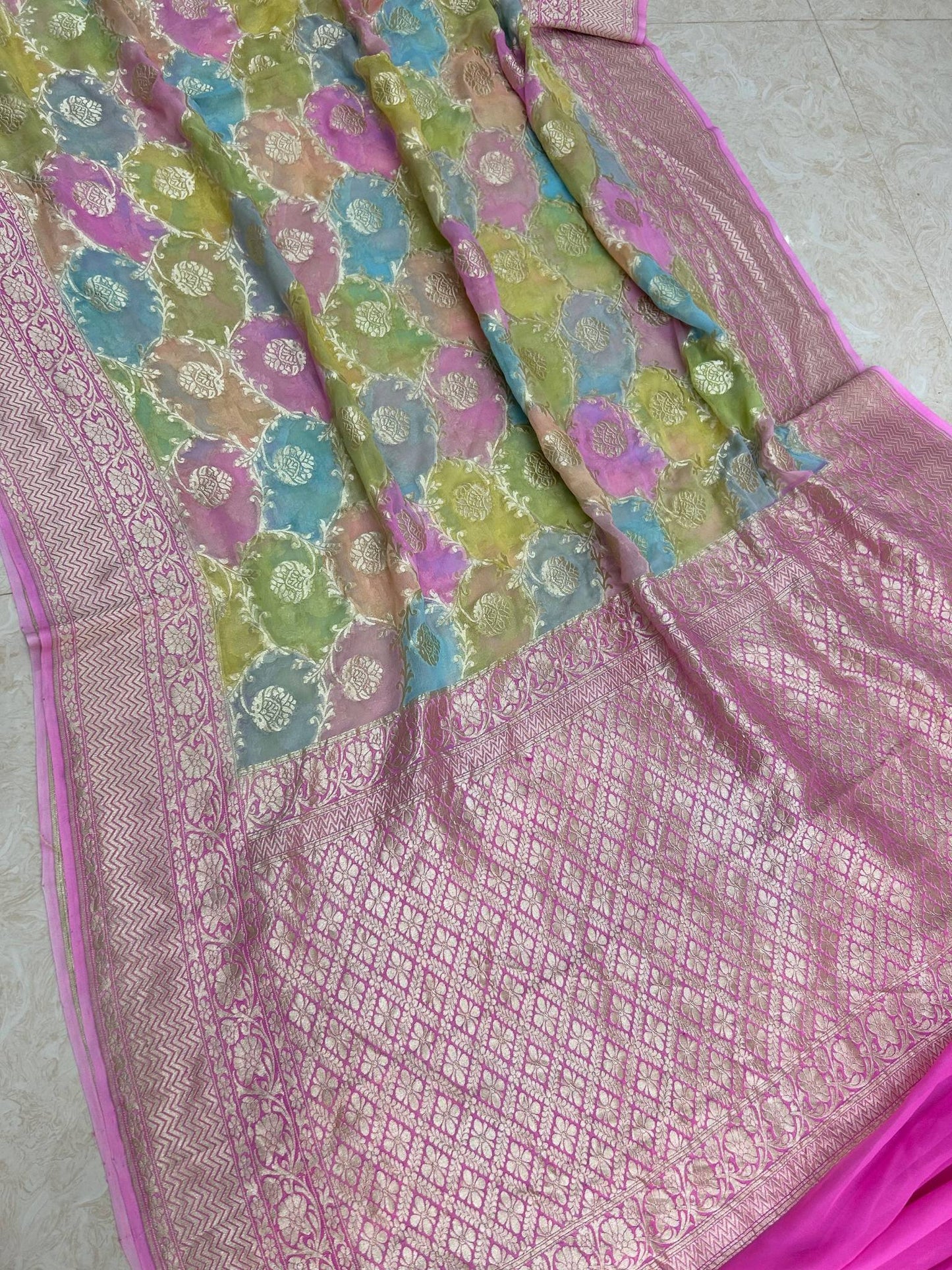 Khaddi Georgette Handloom Banarasi Saree