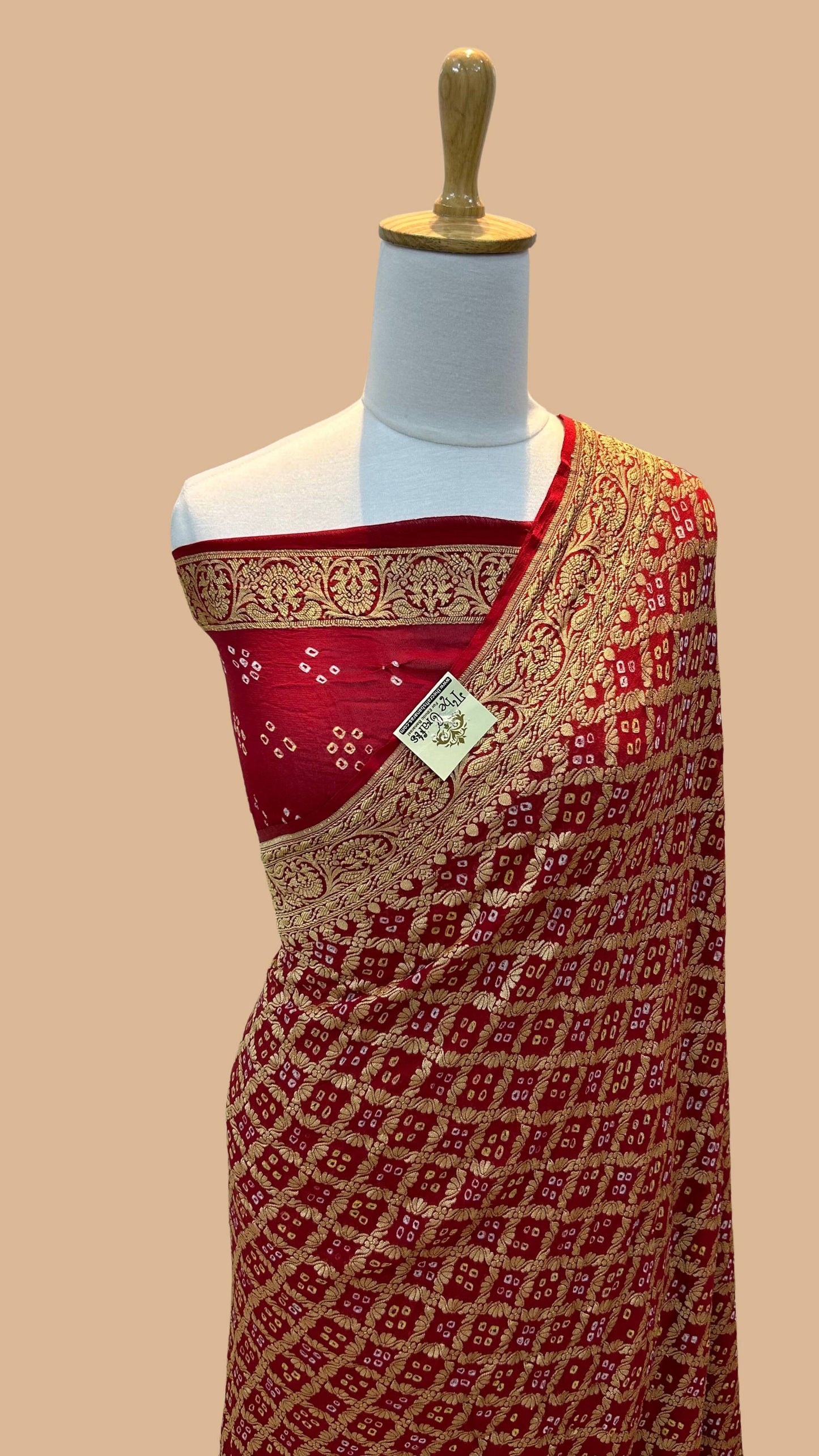 Pure Georgette Banarasi Handloom Bandhej Saree