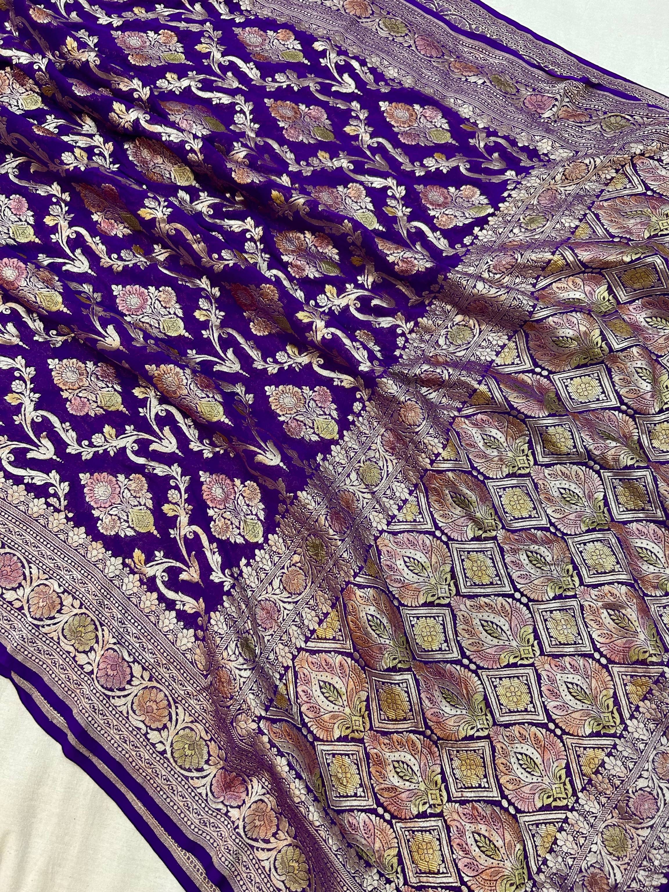 Khaddi Georgette Handloom Banarasi Saree