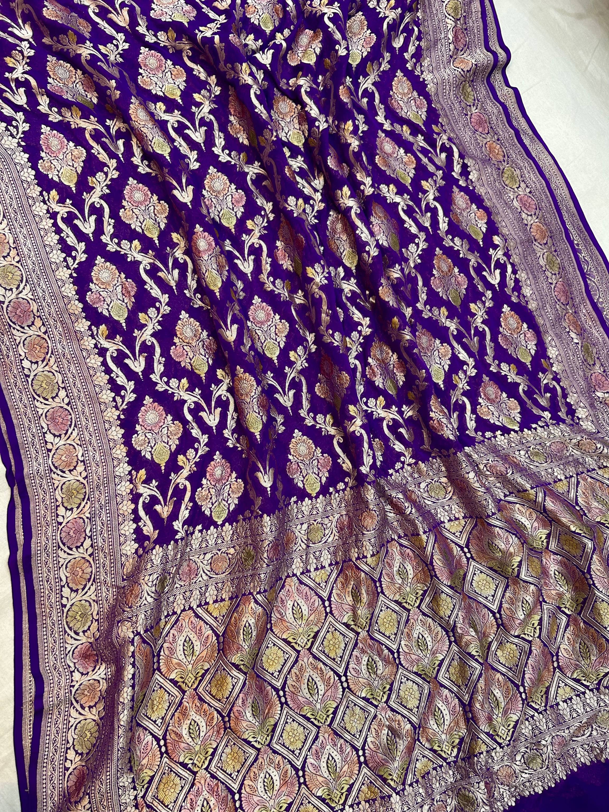 Khaddi Georgette Handloom Banarasi Saree