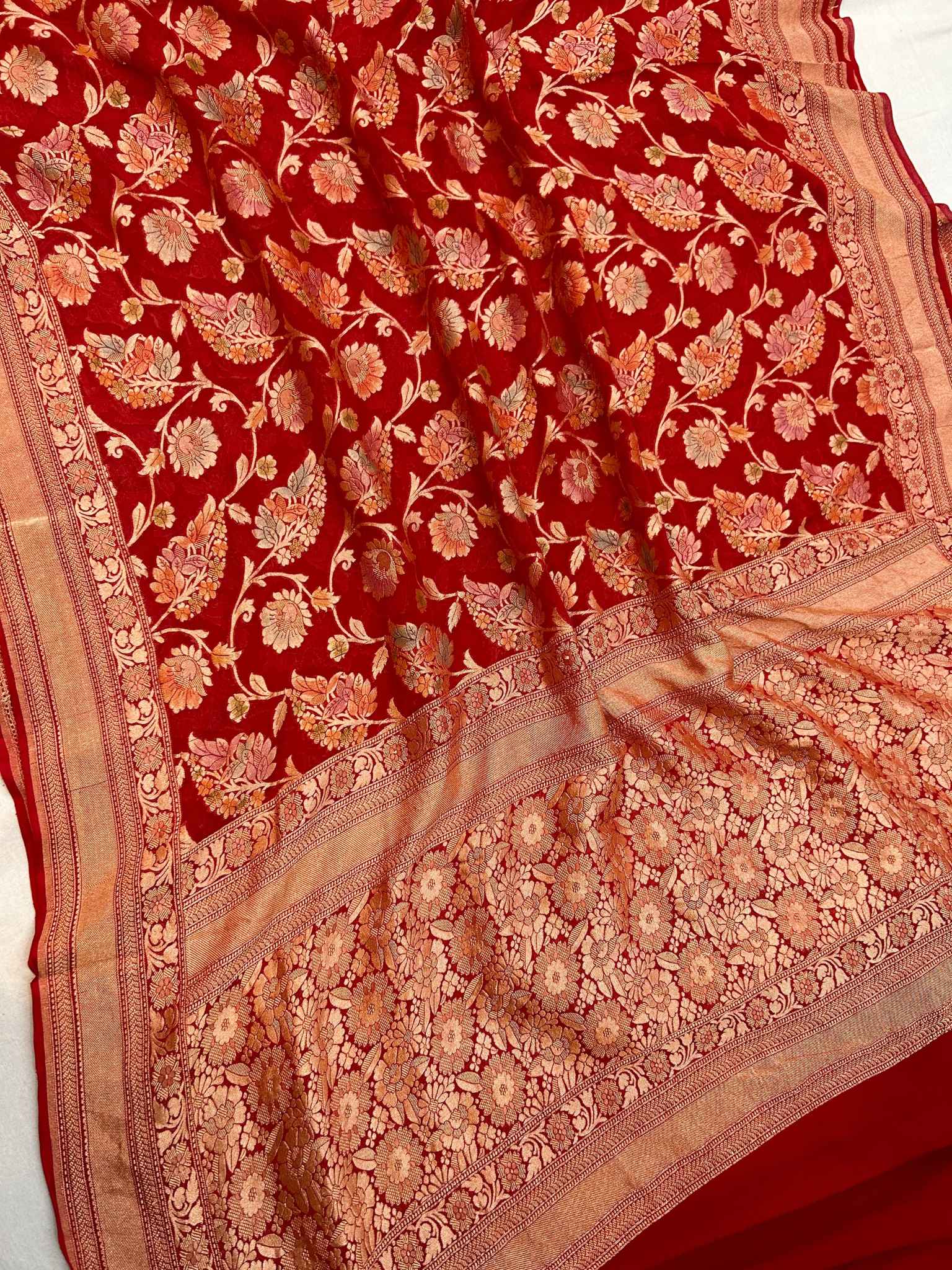 Khaddi Georgette Banarasi Saree - Gold Zari