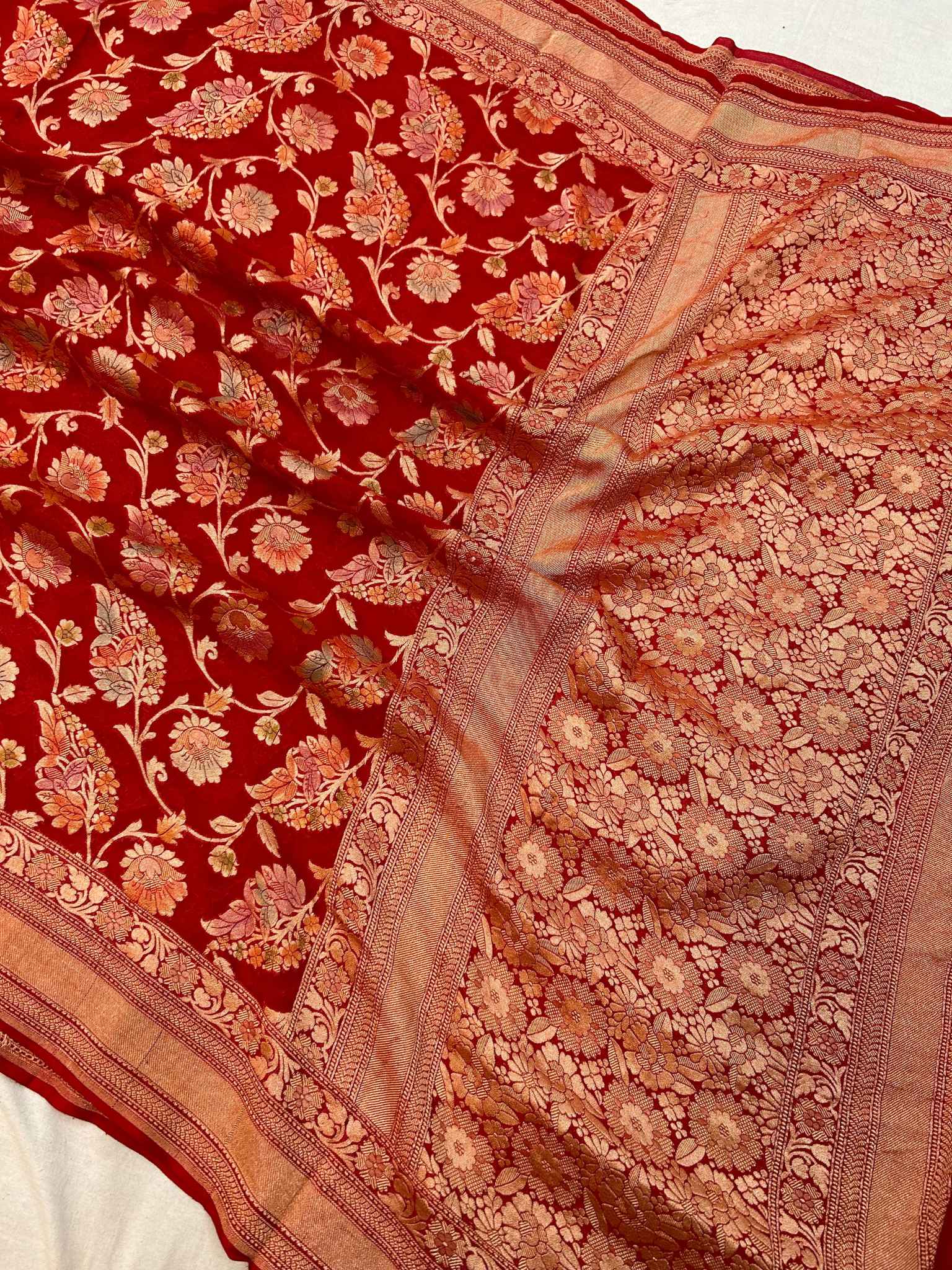 Khaddi Georgette Banarasi Saree - Gold Zari