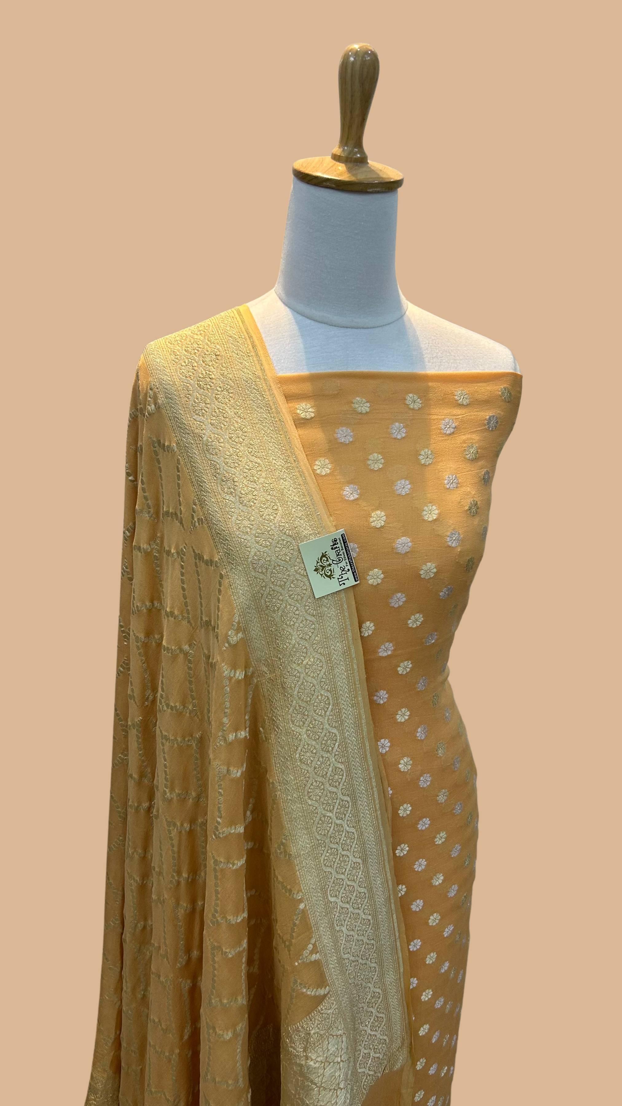 Banarasi Khaddi Georgette Dress Material The Crafts Banaras Banarasi Khaddi Georgette Dress Material The Crafts Banaras
