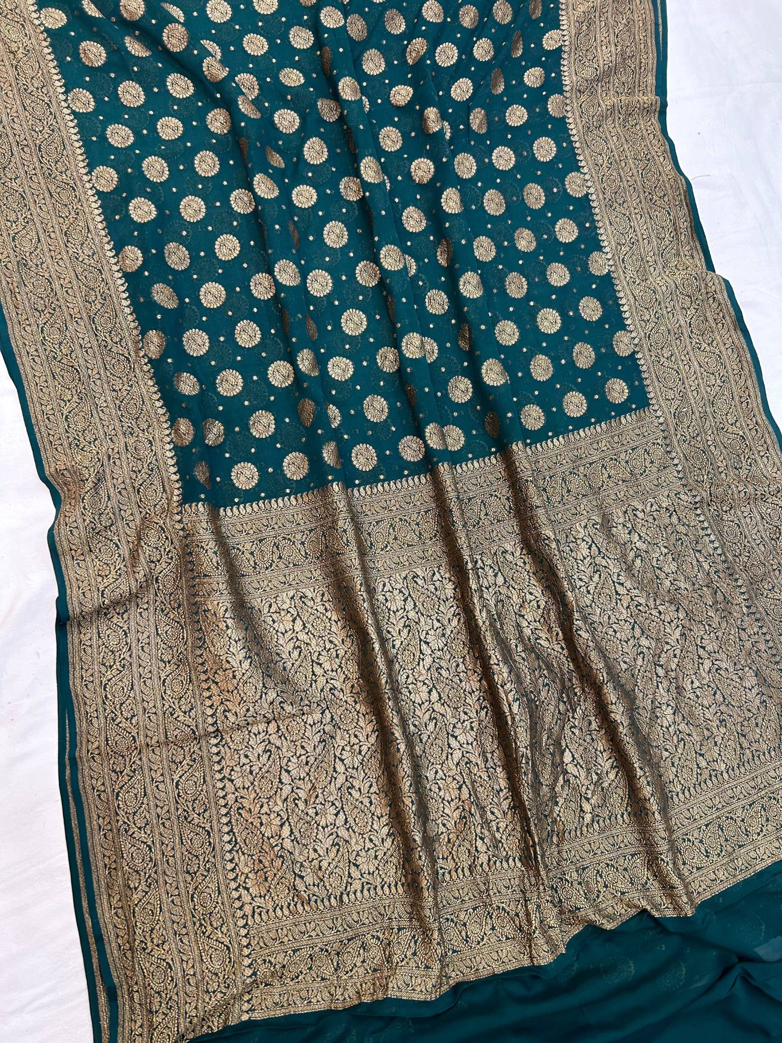 Khaddi Georgette Banarasi Saree - Antique Zari