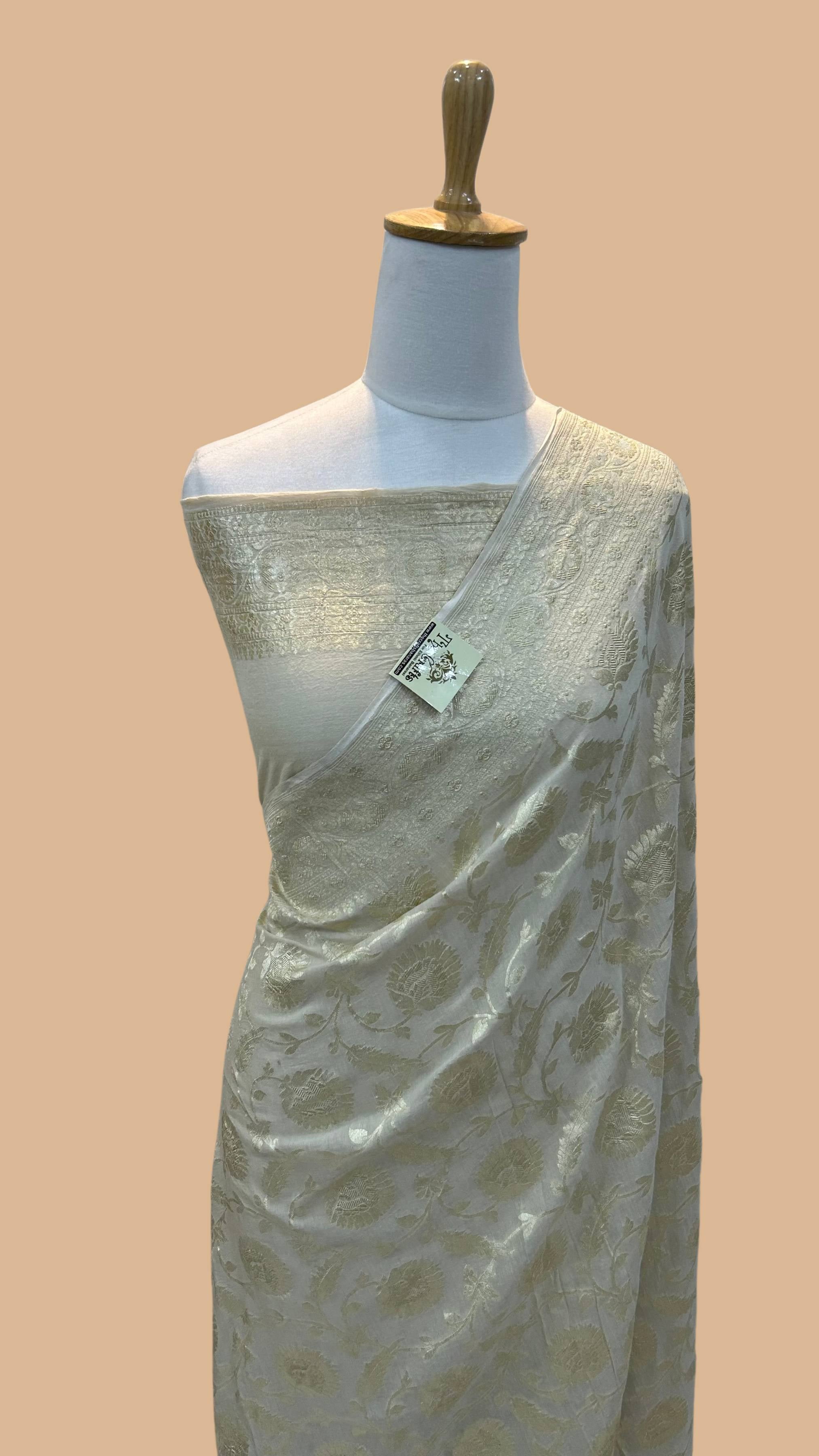 Moonga Silk Handloom Banarasi Saree - Jaal work