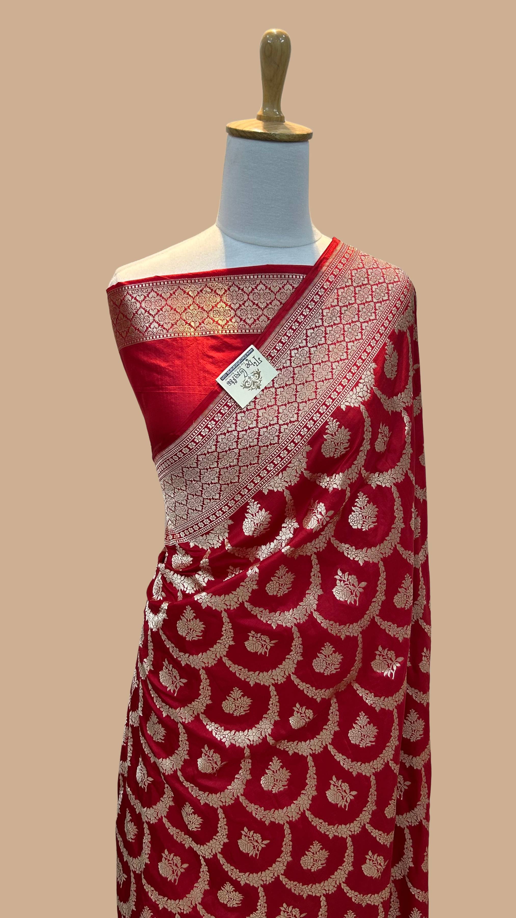 Pure Katan Silk Handloom Banarasi Saree - Jaal work