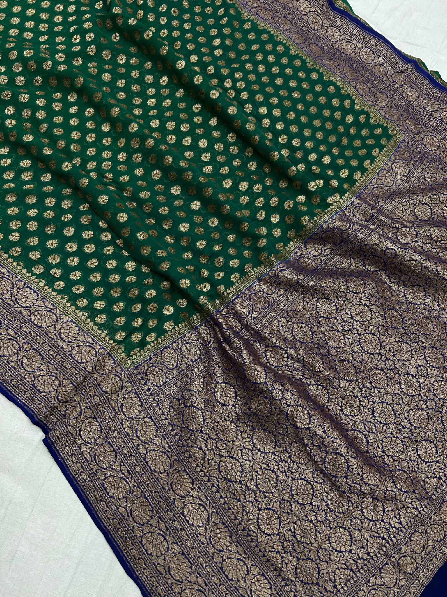 Khaddi Georgette Banarasi Saree - Antique Zari