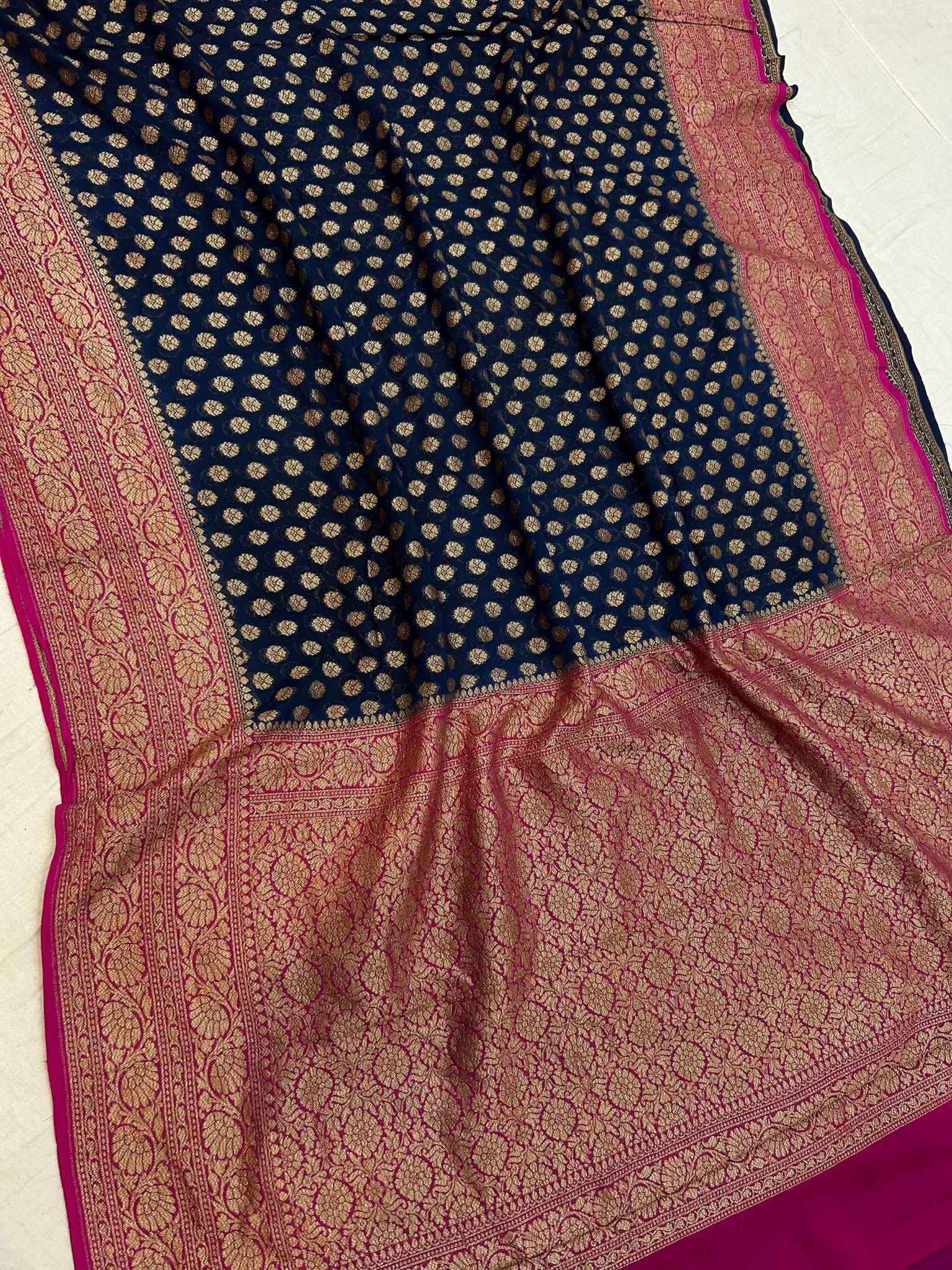 Khaddi Georgette Banarasi Saree - Antique Zari