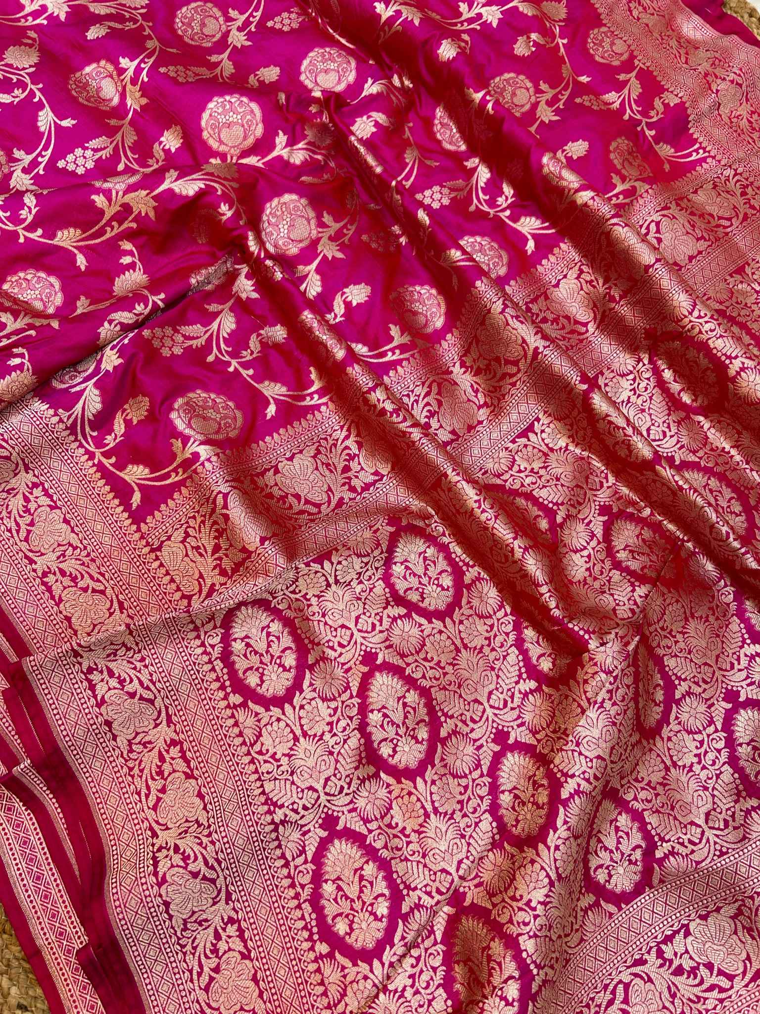 Pure Katan Silk Handloom Banarasi Saree - Jaal work