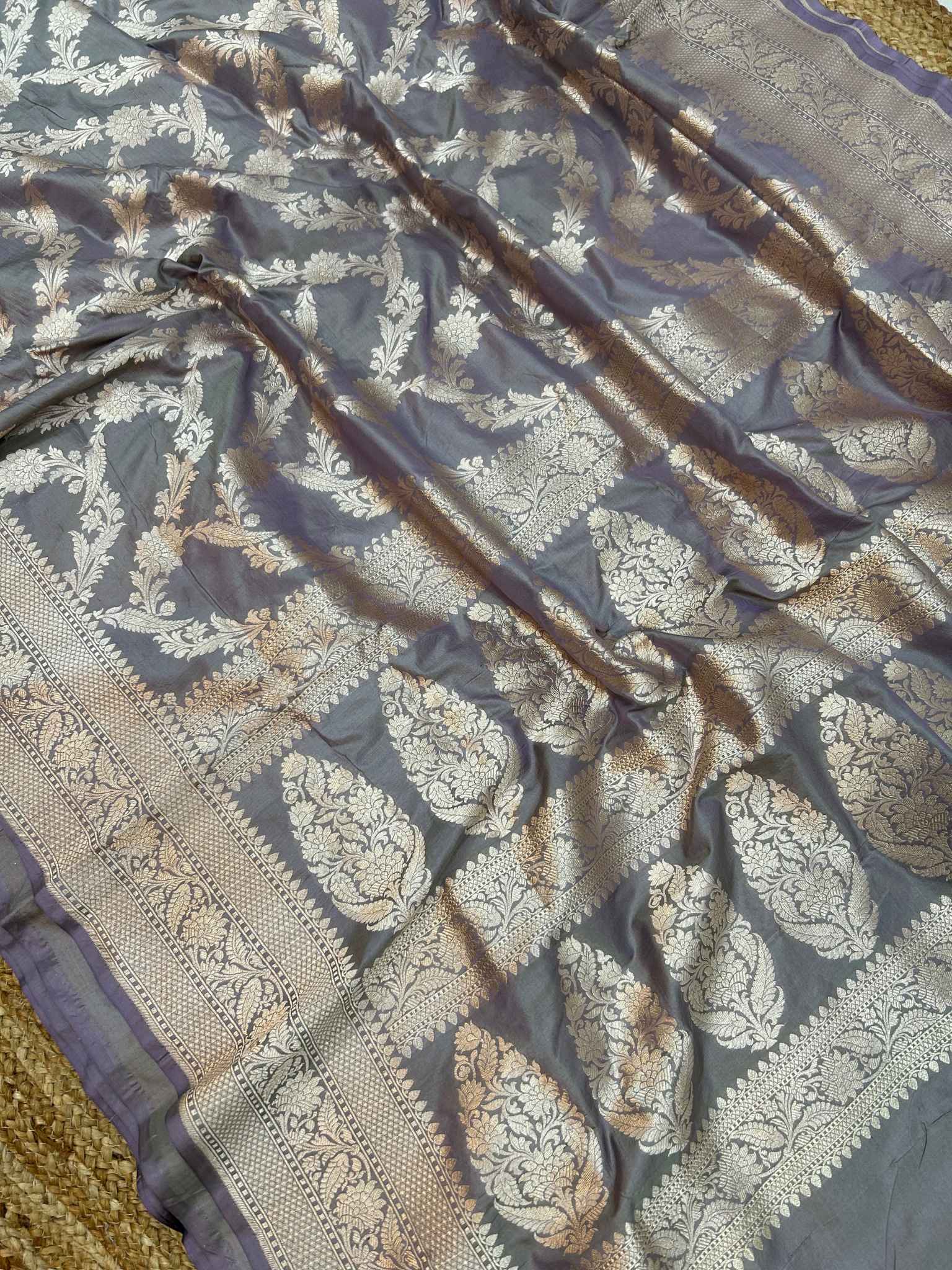 Pure Katan Silk Handloom Banarasi Saree - Jaal work