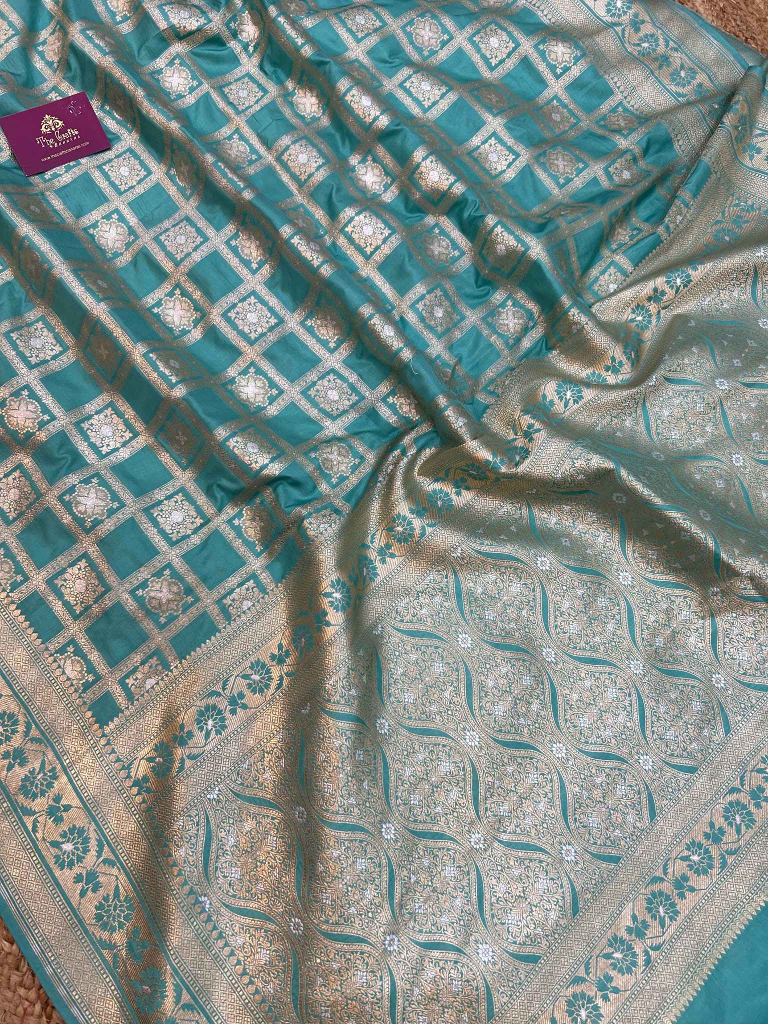 Pure Katan Silk Handloom Banarasi Saree - All over Sona Roopa Jaal work